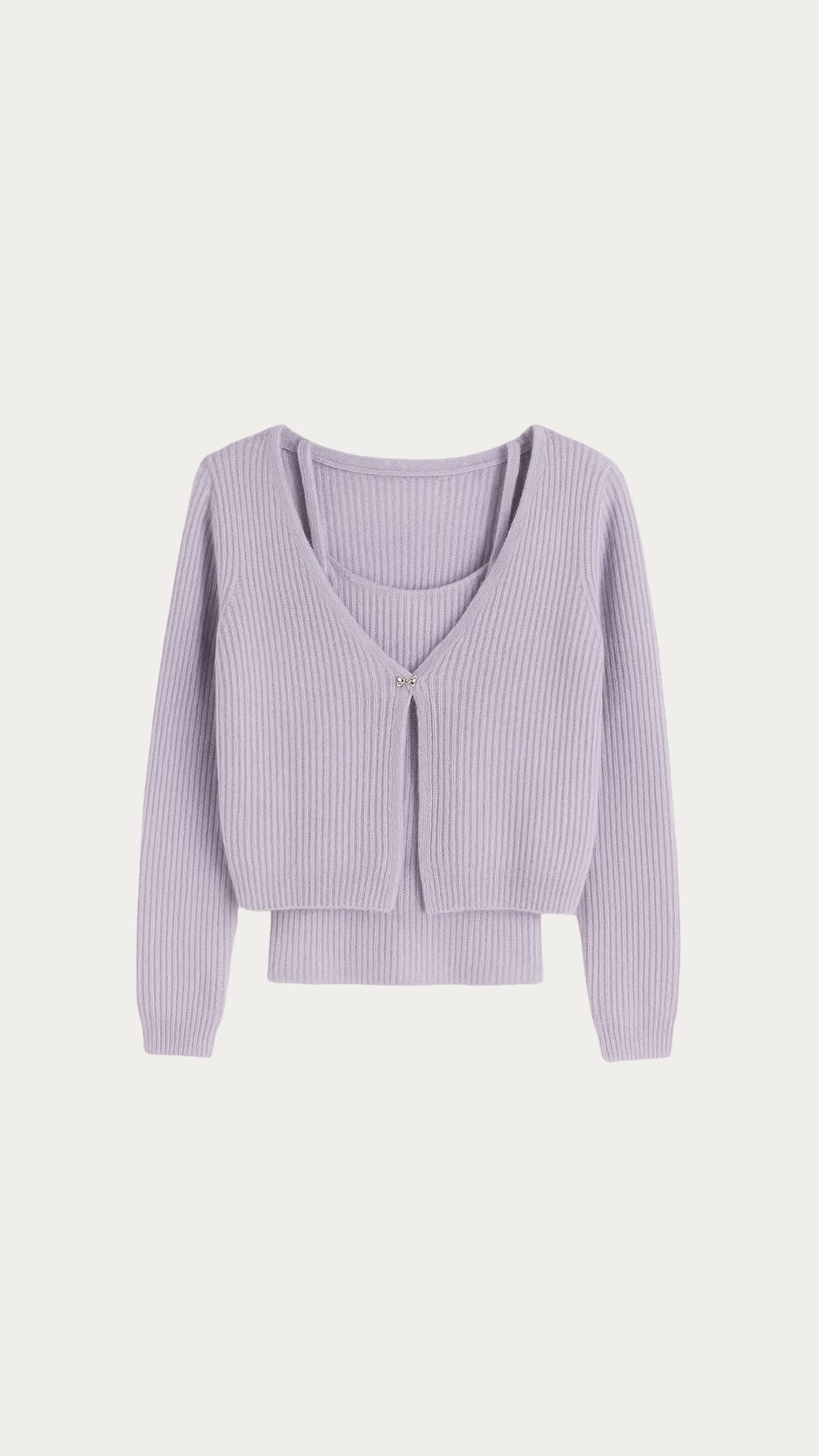 Purple long sleeve attached tank top