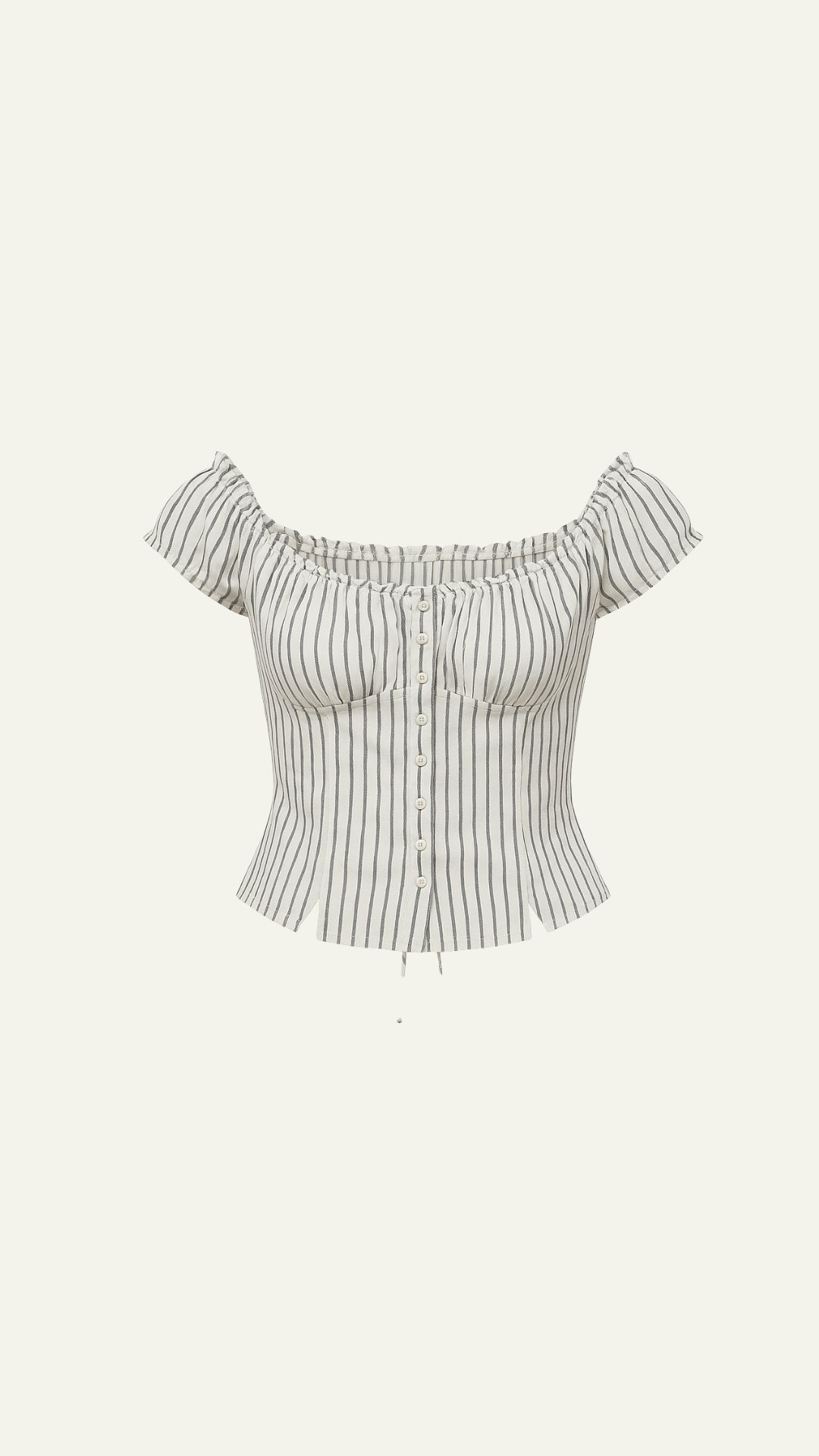 Gray stripes linen top