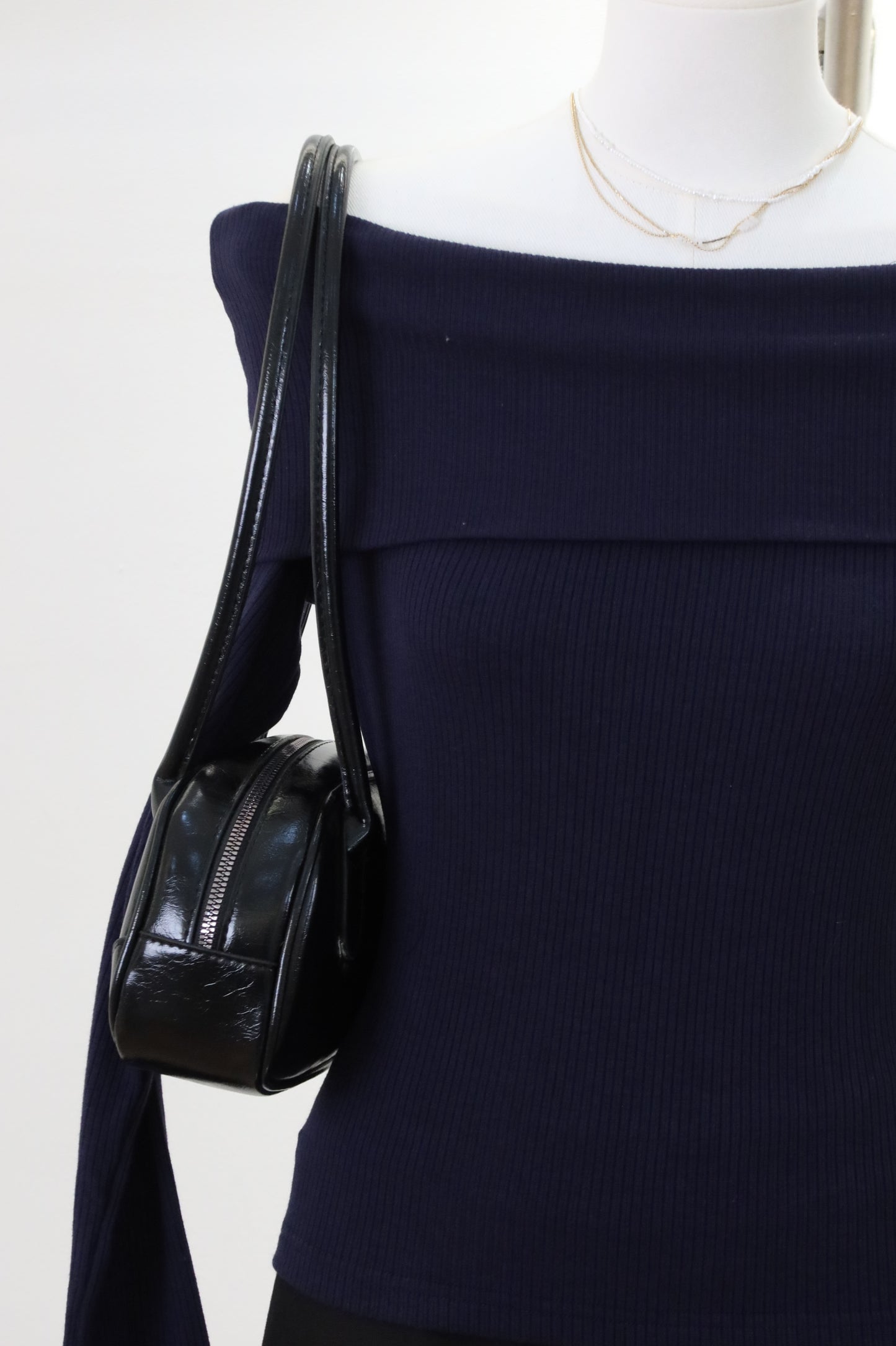 Navy off shoulder top