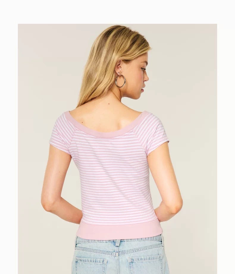 Hollister Pink Striped Baby Tee