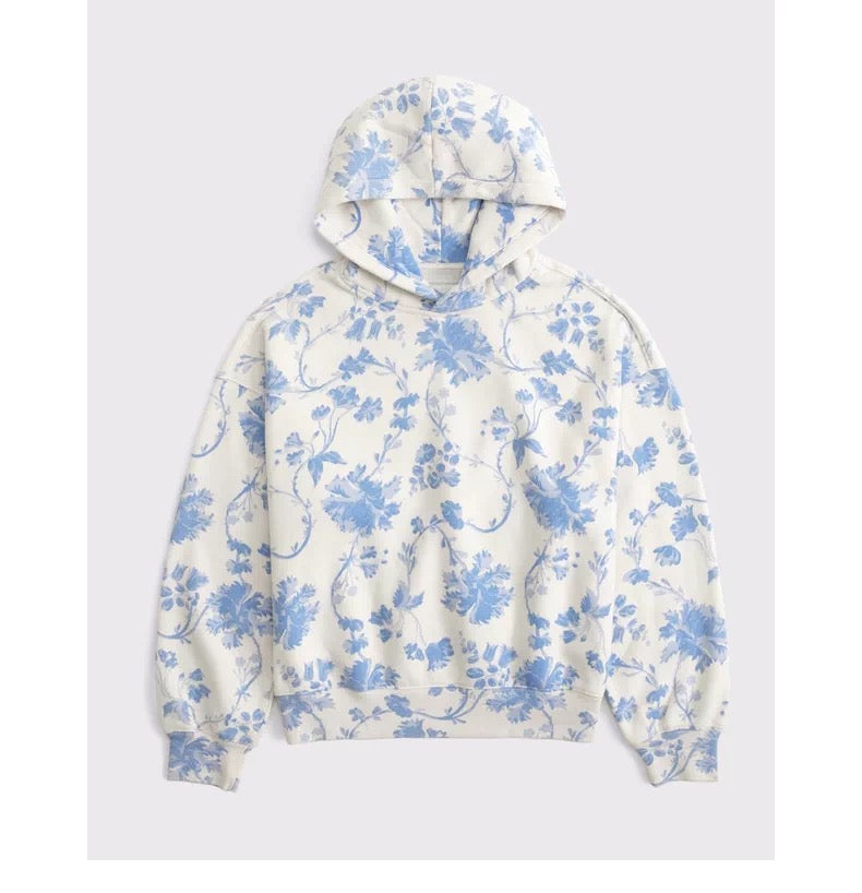ABERCROMBIE&FITCH Blue Floral Hoodie