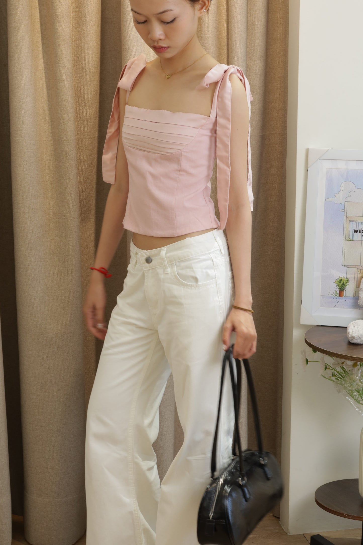 Silky straps square neck top