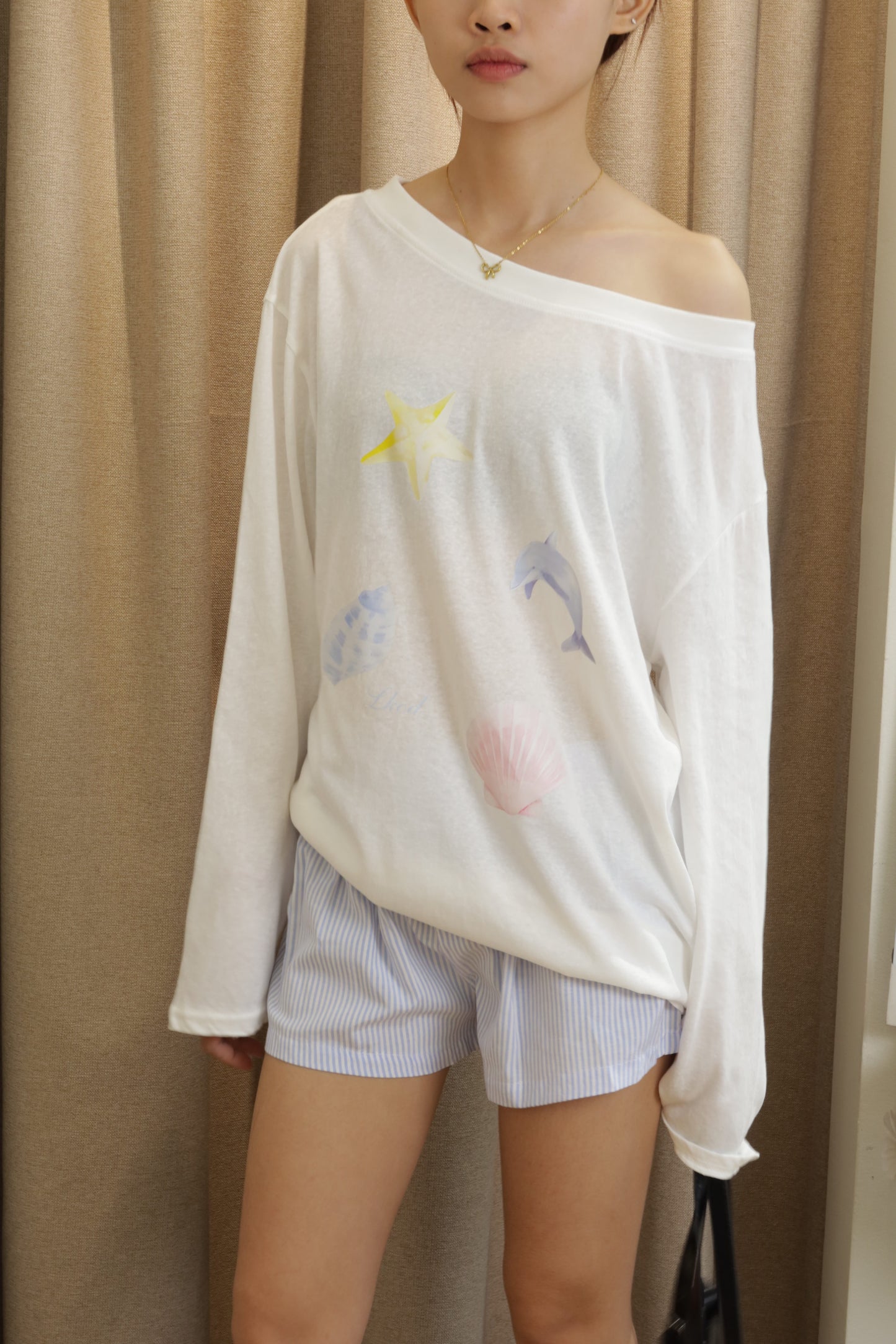 Beach vibes Half shoulder tee