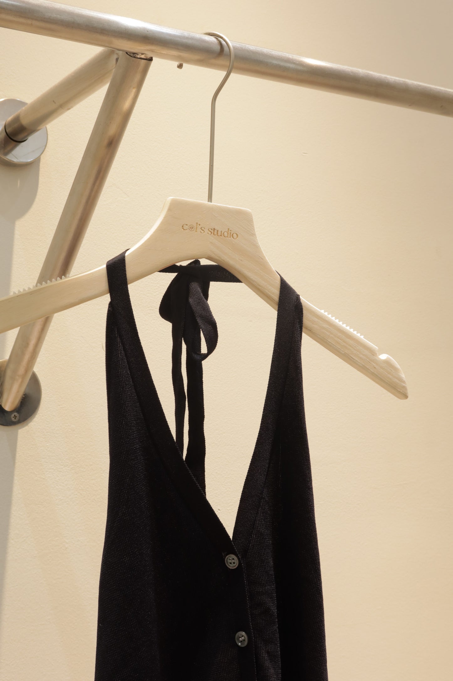 Knitted black halter top