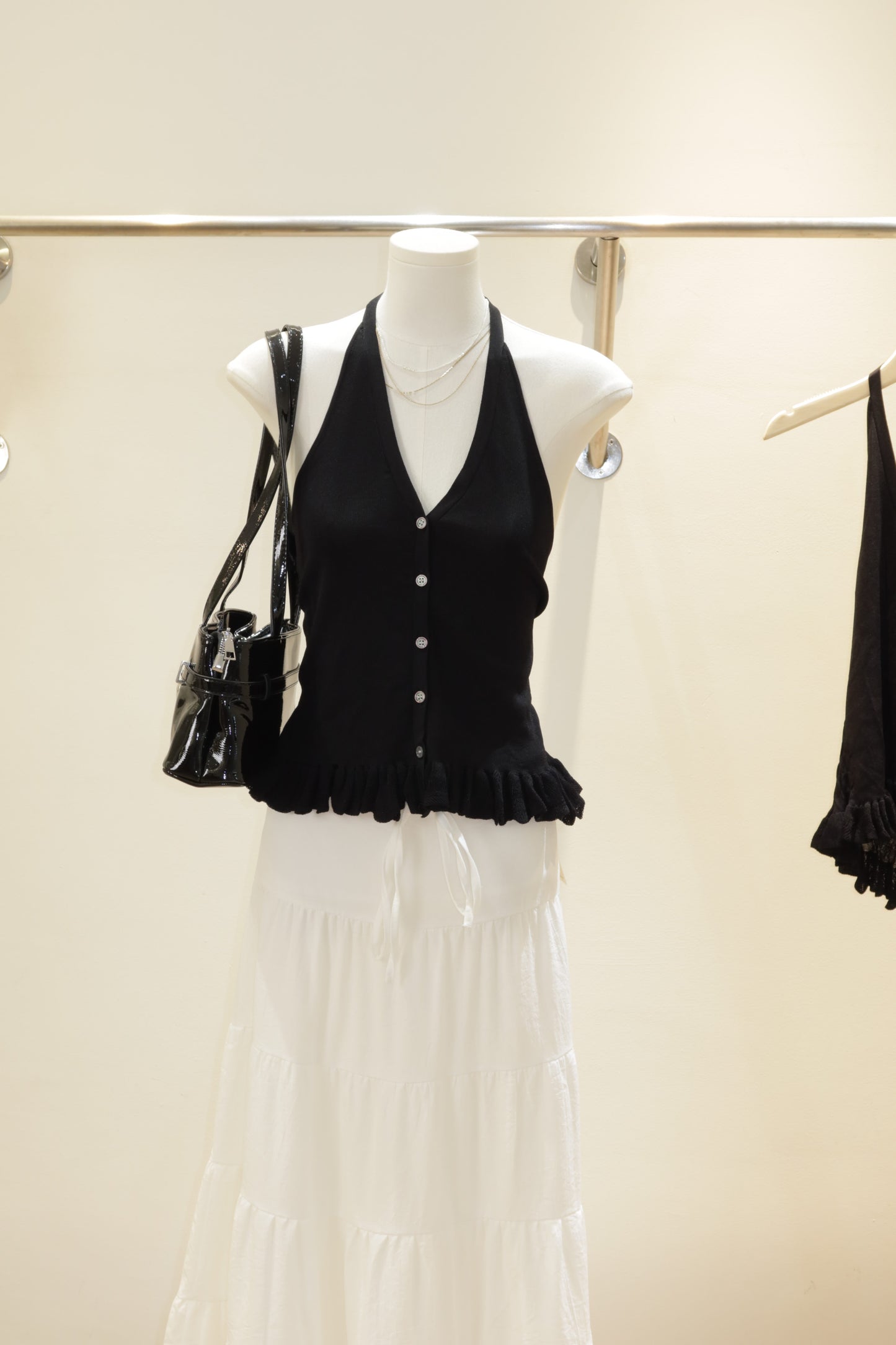 Knitted black halter top