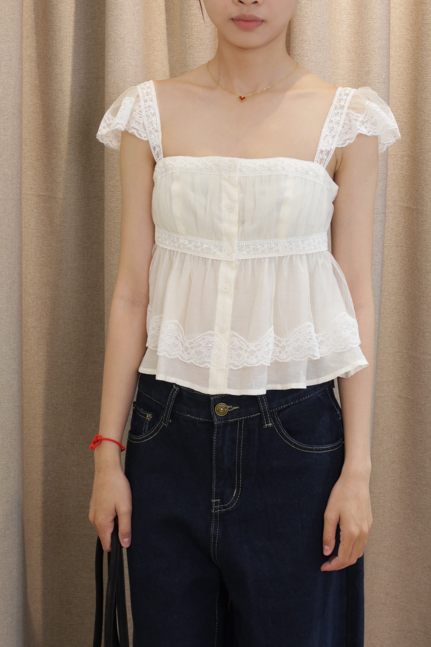 MESH LACE FLOWY TOP