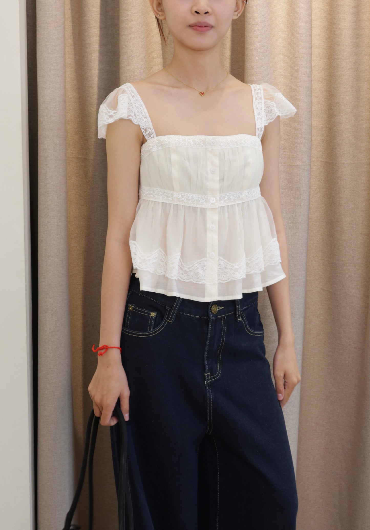 MESH LACE FLOWY TOP