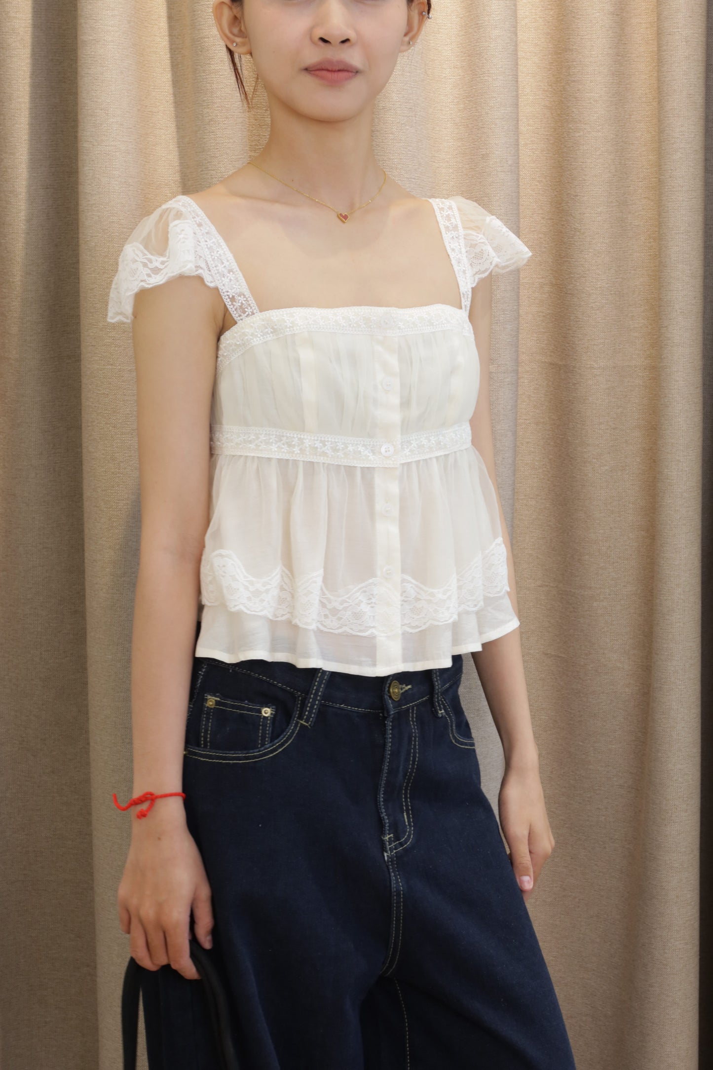 MESH LACE FLOWY TOP