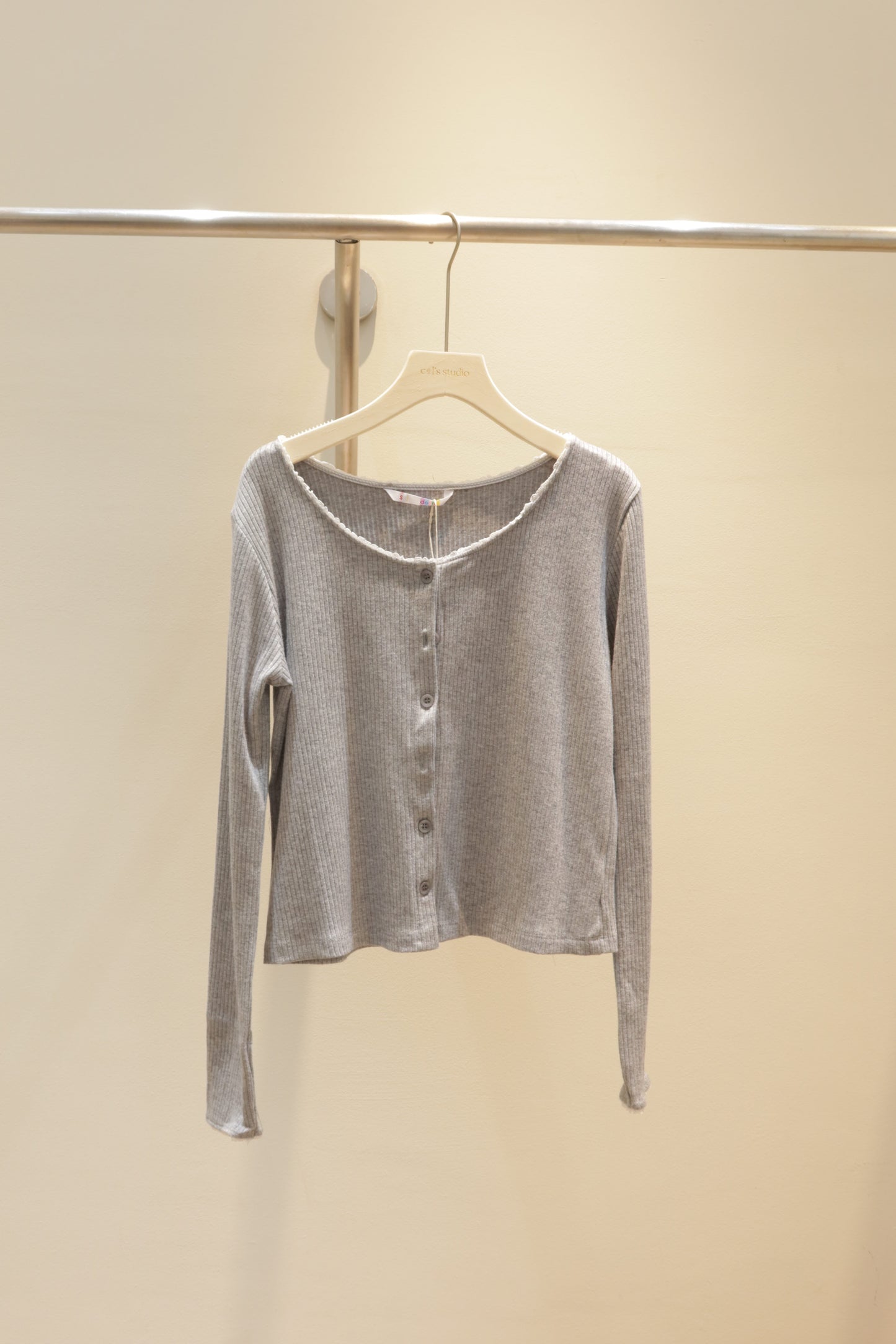 Gray cardigan lace detail