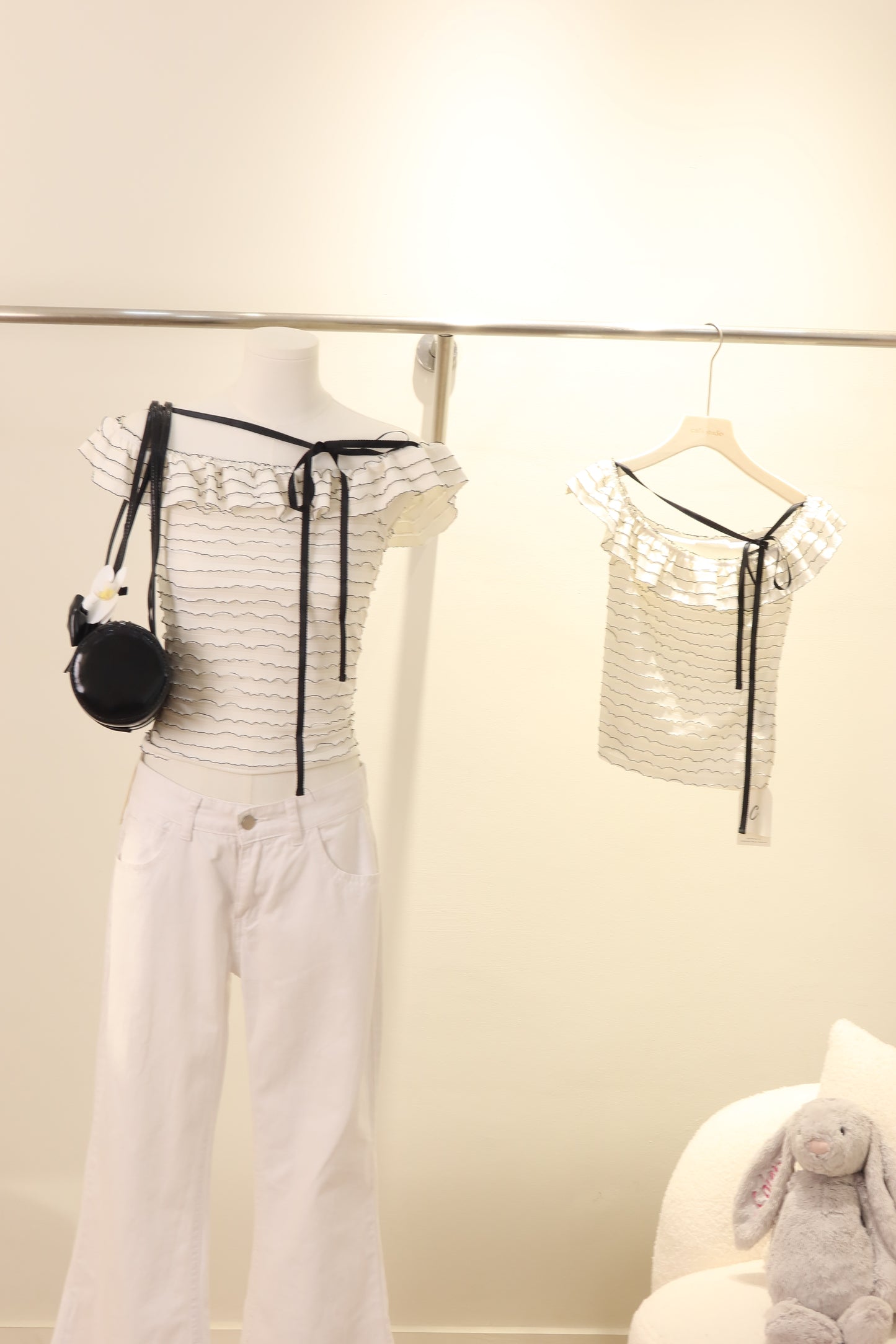 Striped off shoulder top
