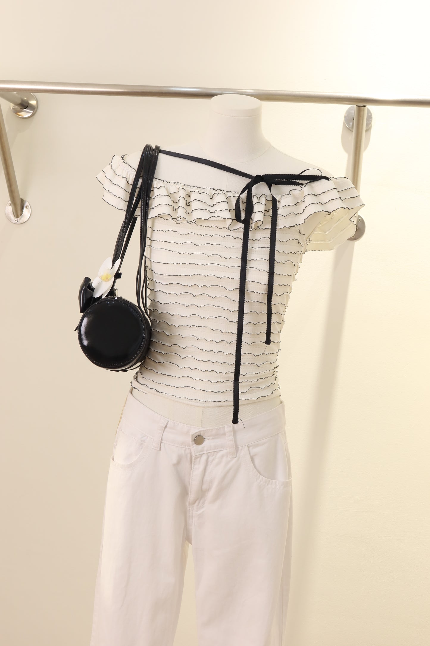 Striped off shoulder top