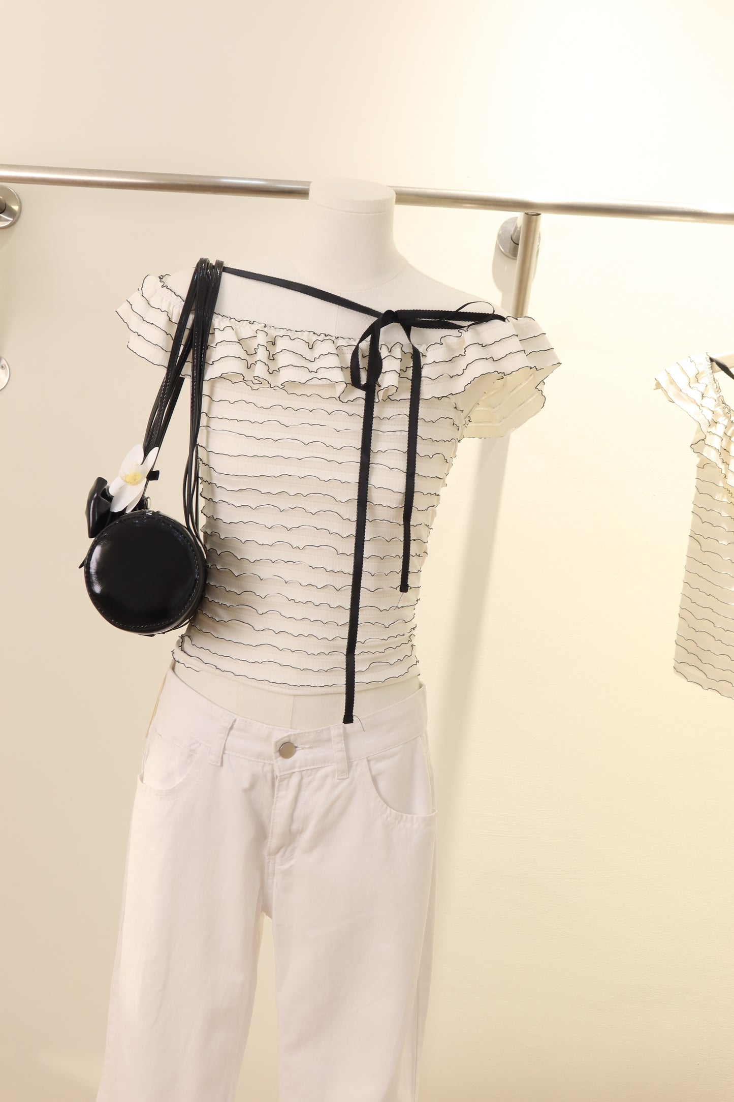 Striped off shoulder top