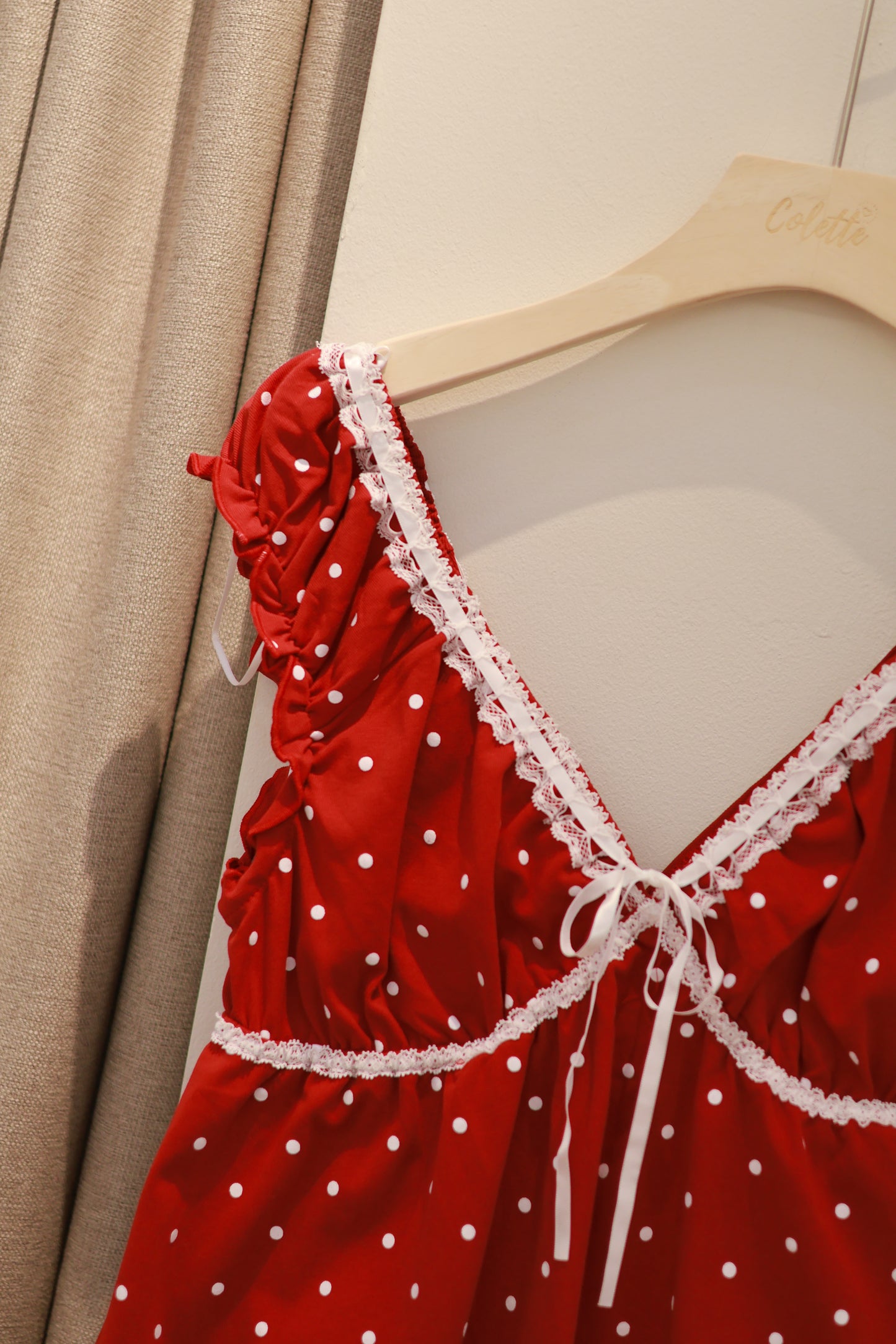 CIDER Cotton Polka Dot Bowknot Top & Mid Rise Shorts Loungewear Set