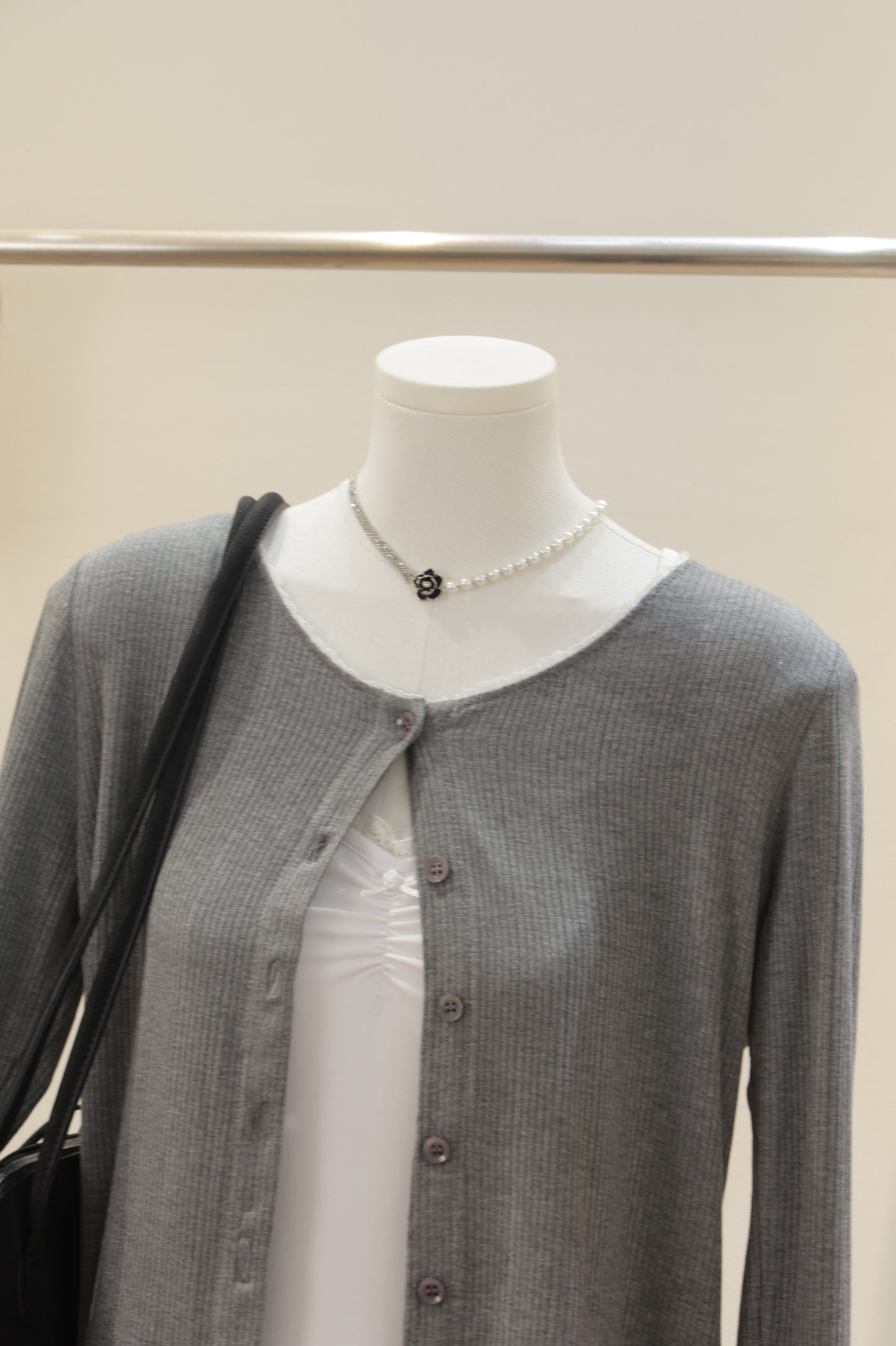 Gray cardigan lace detail