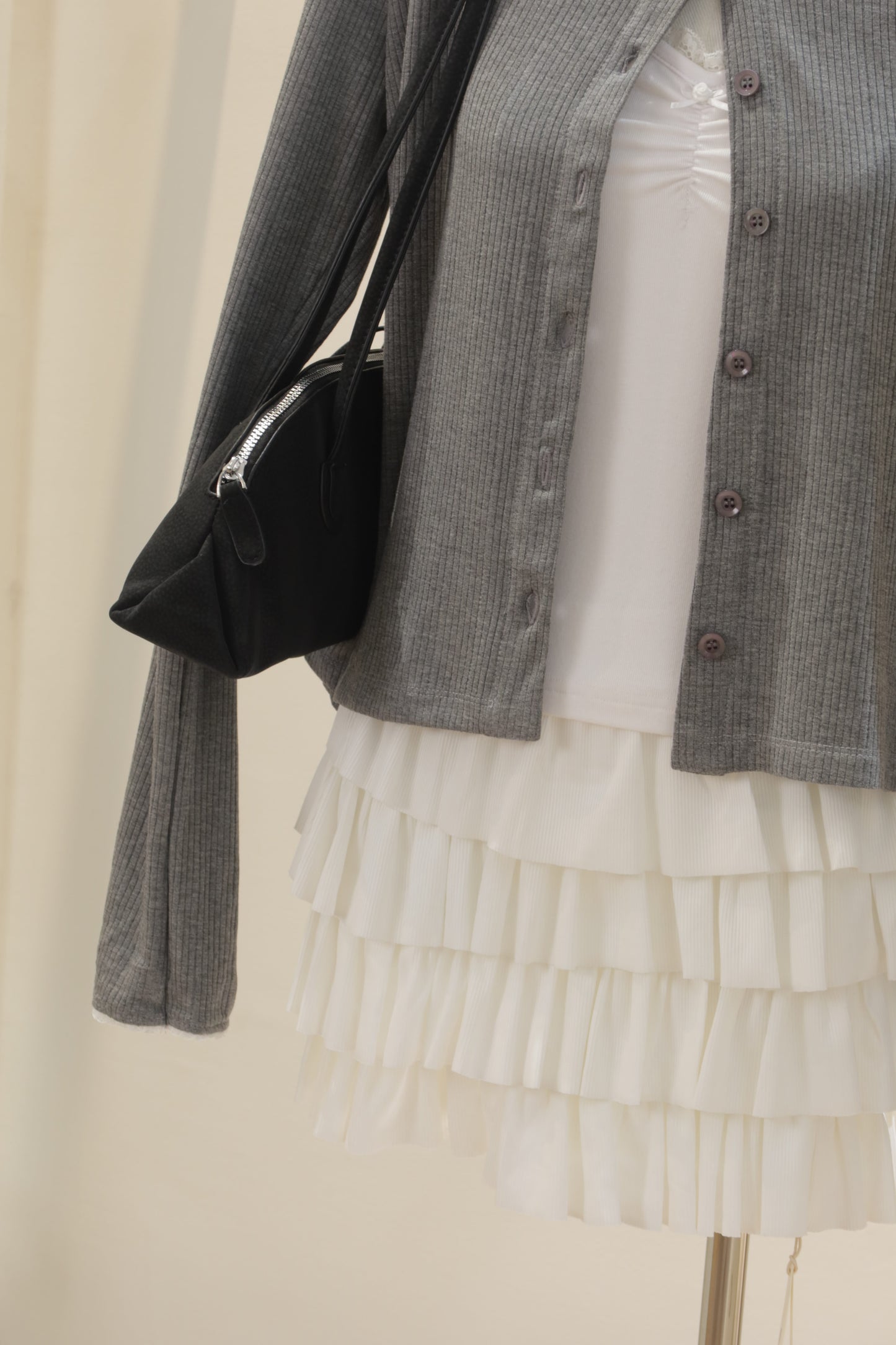 Gray cardigan lace detail
