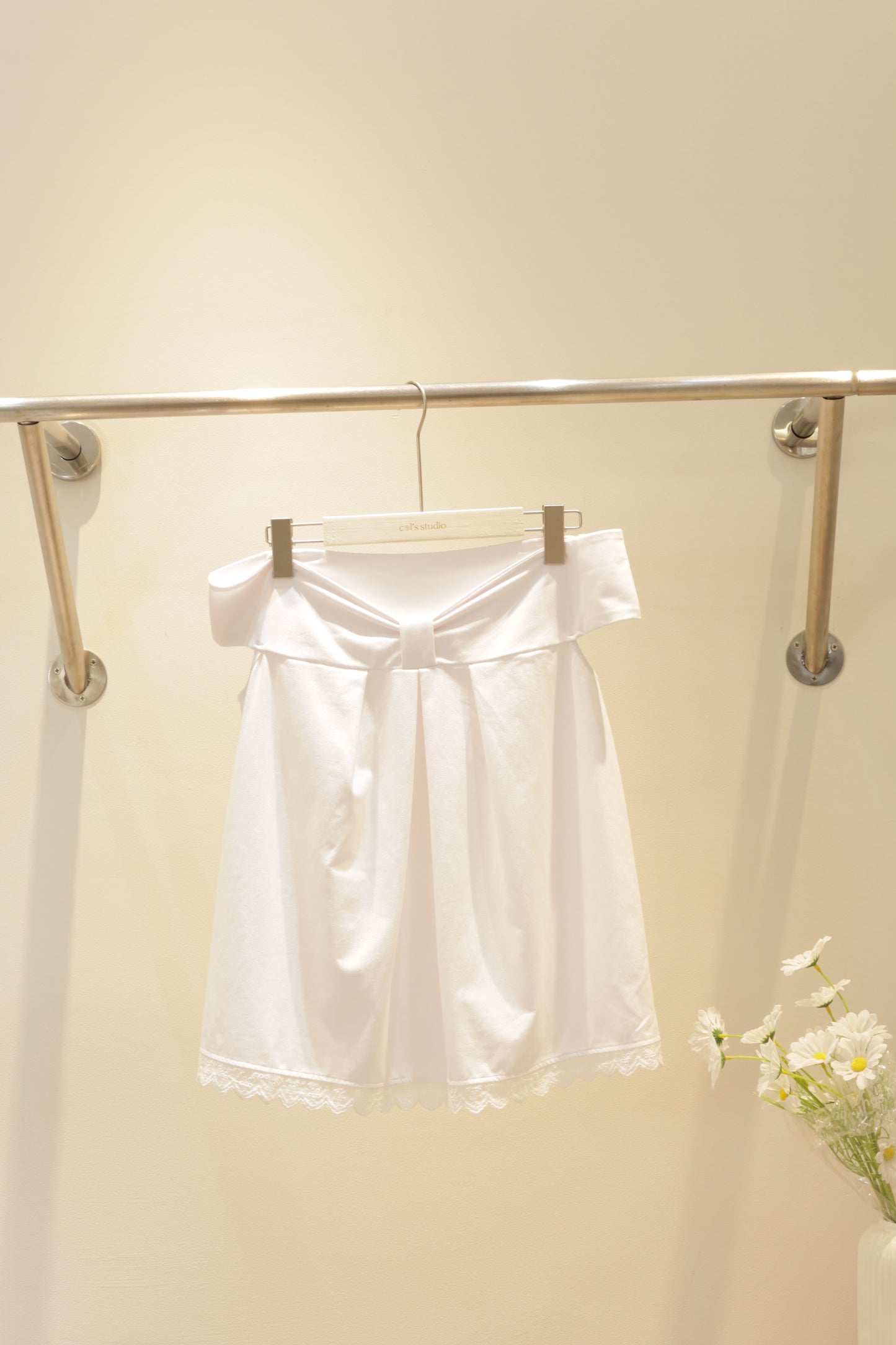 Ribbon off shoulder white top