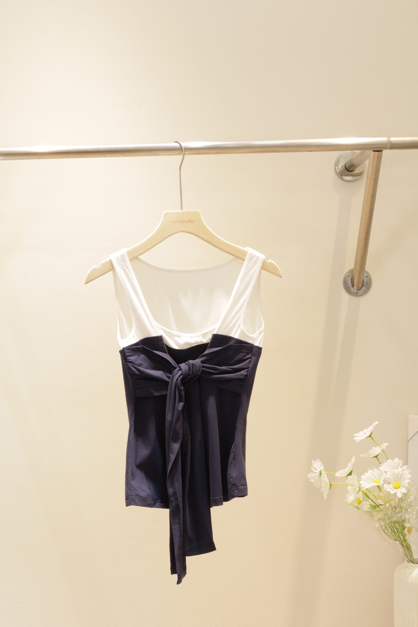 Navy tied tank top