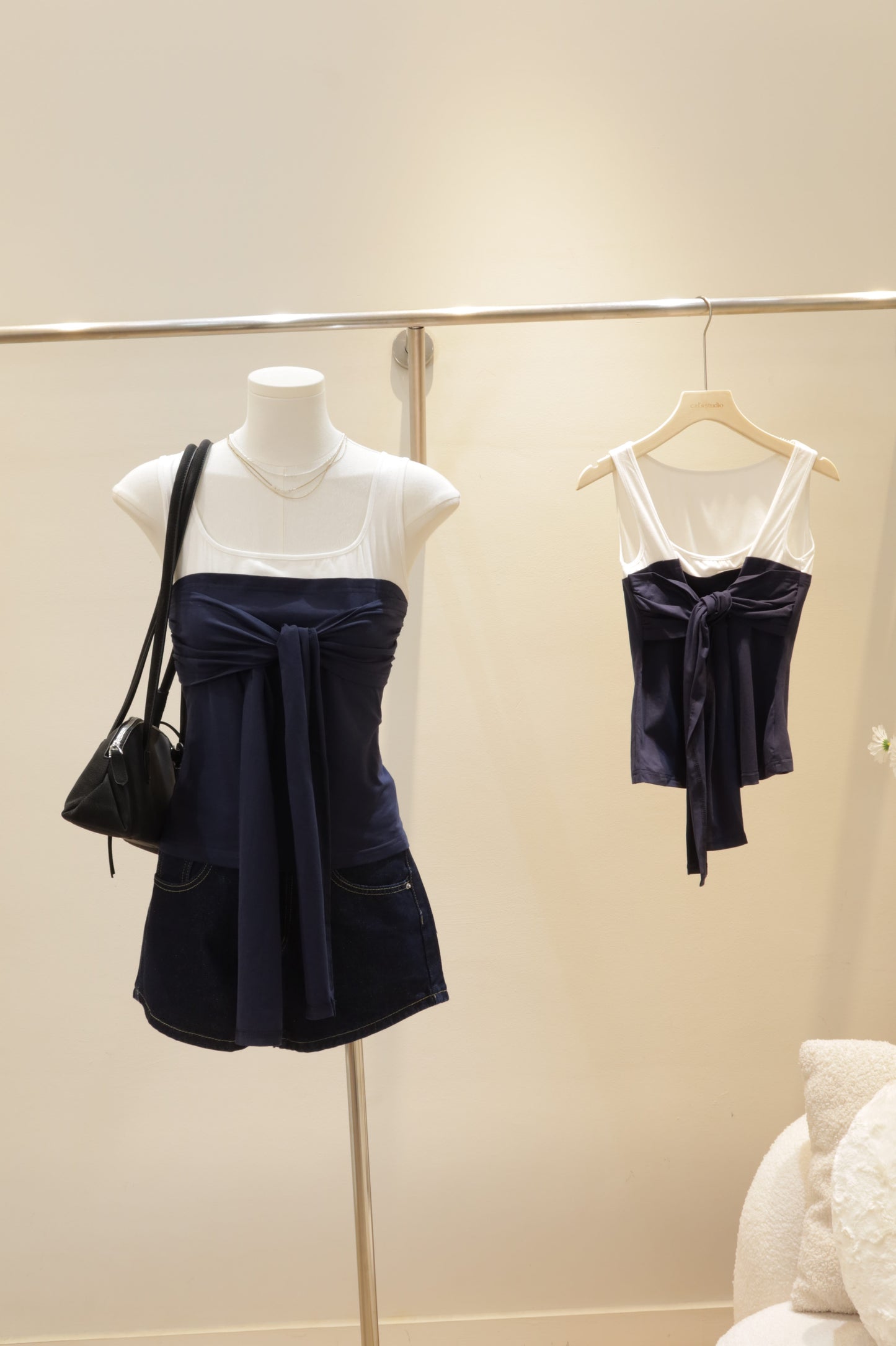 Navy tied tank top