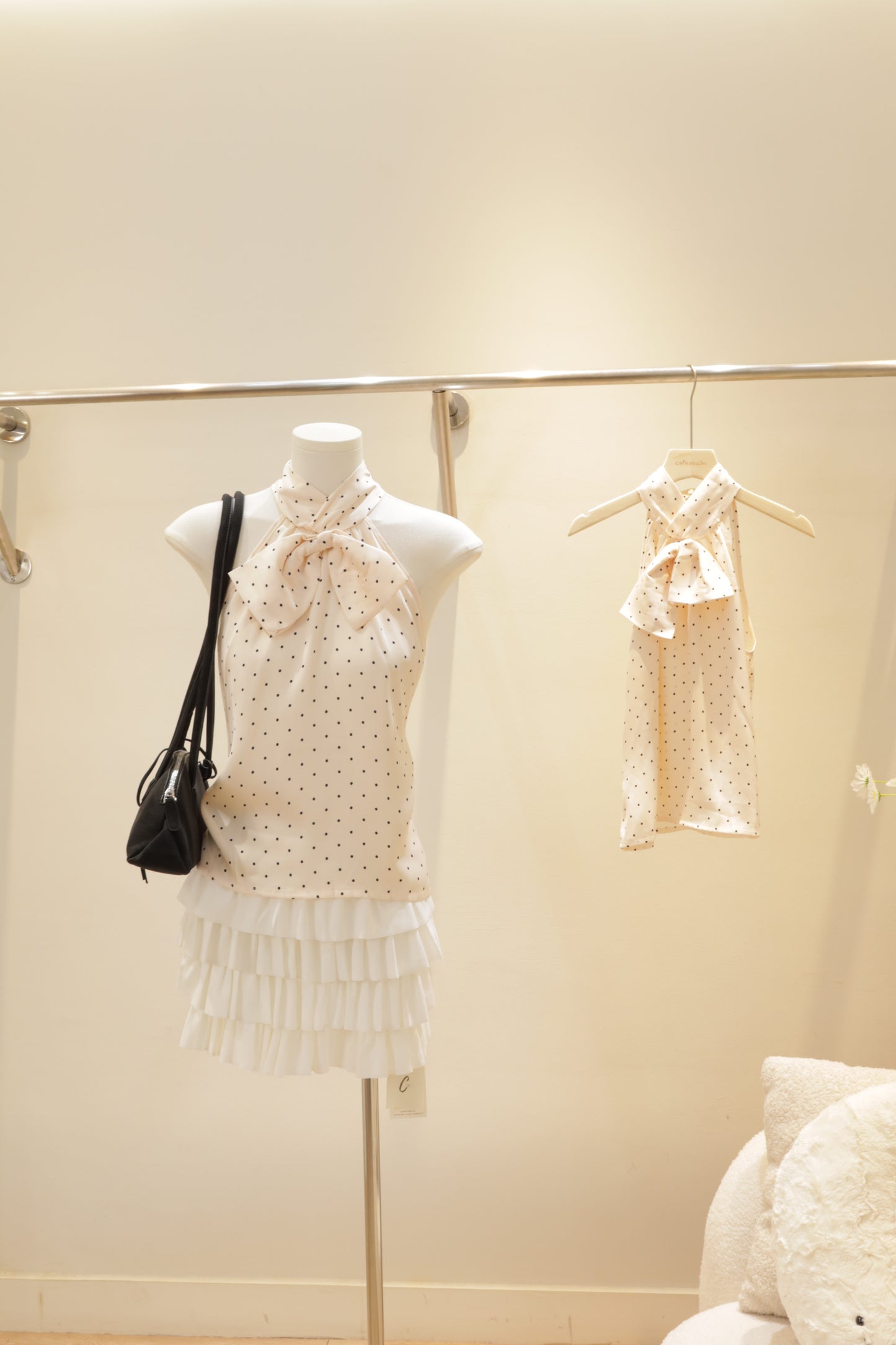 Polkadot bow halter top