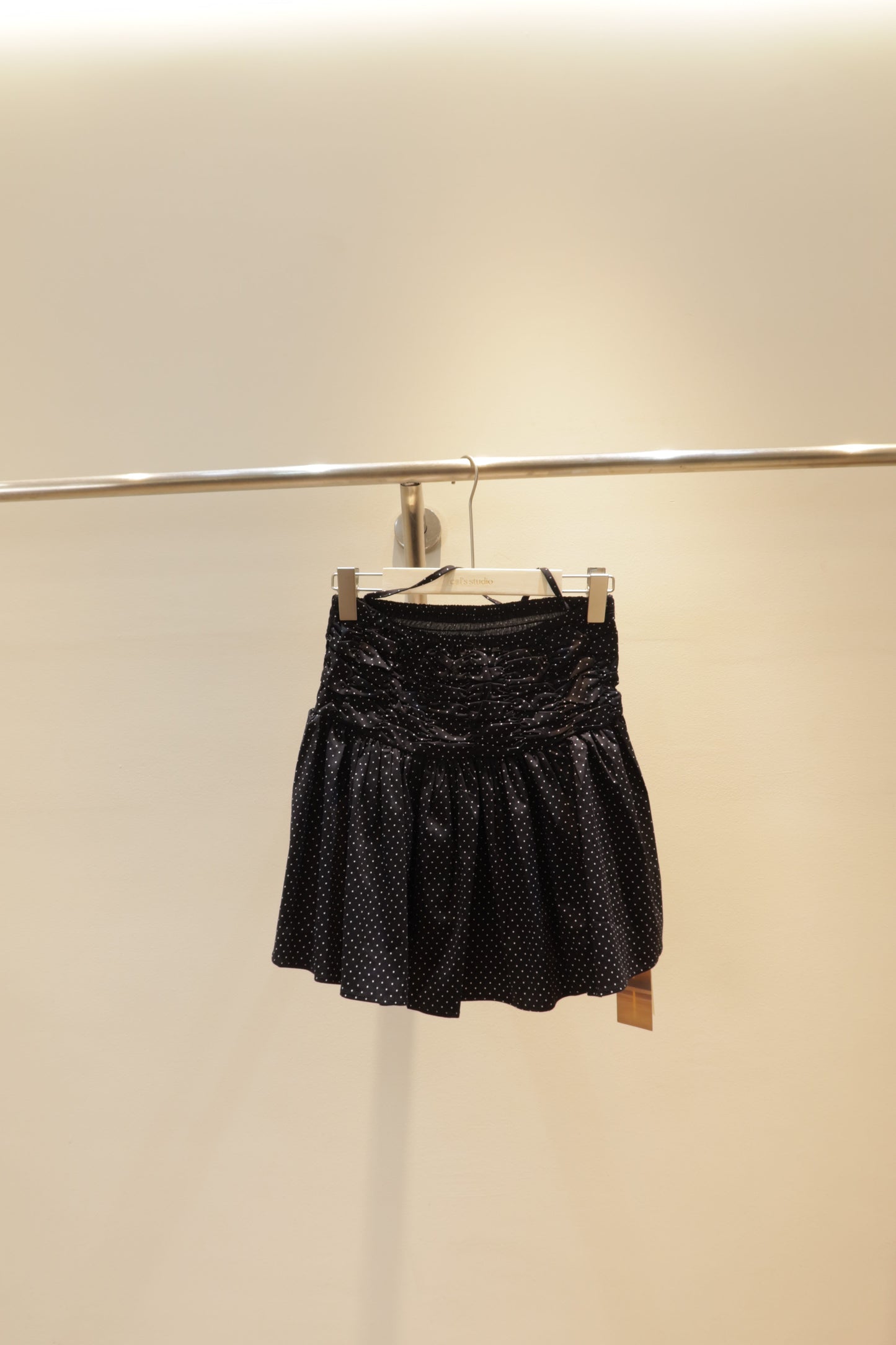 Polkadot black linen halter