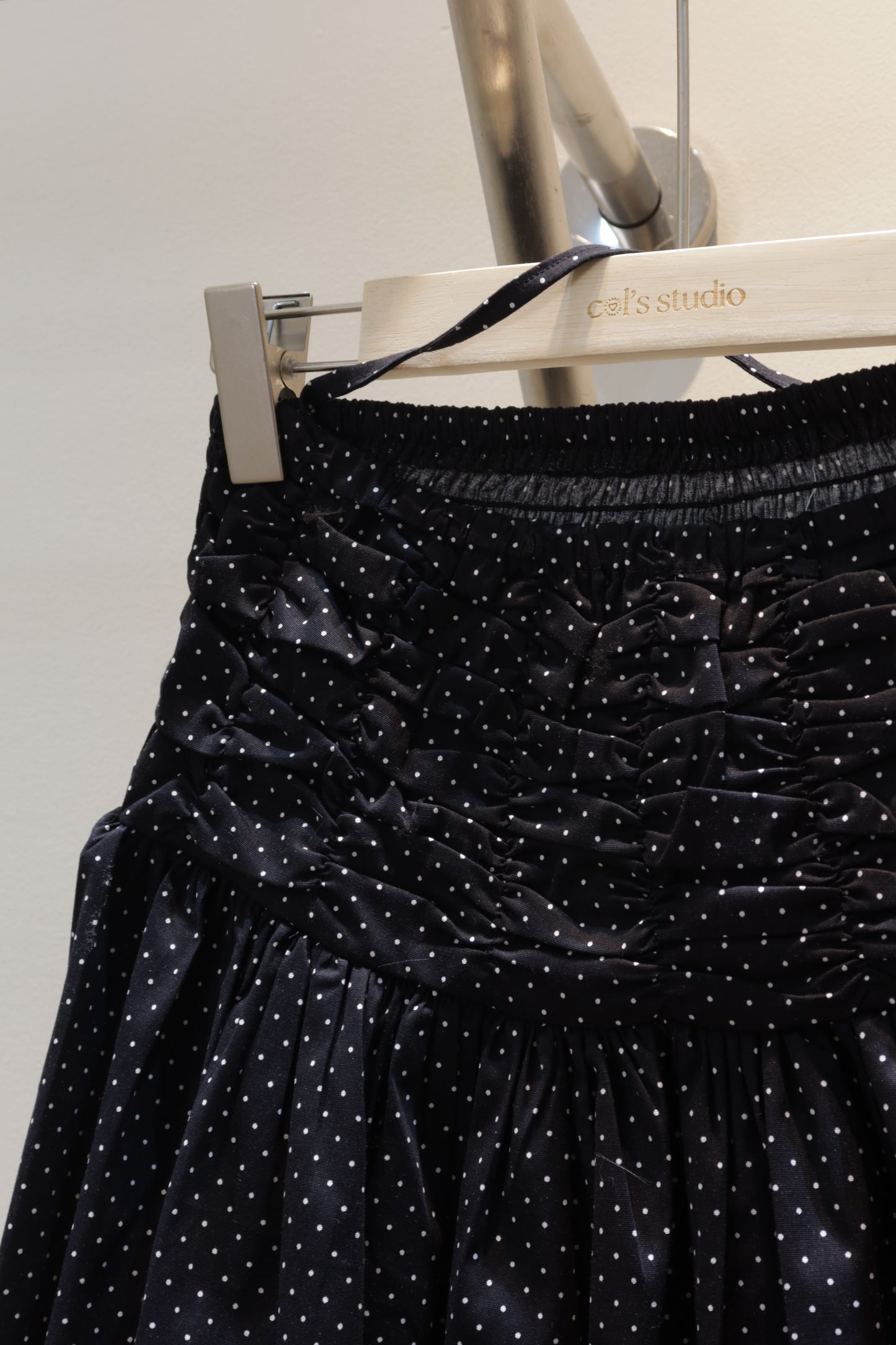 Polkadot black linen halter