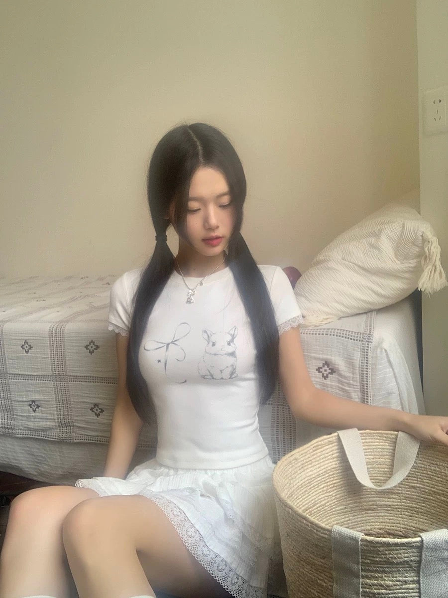 Bunny print baby tee