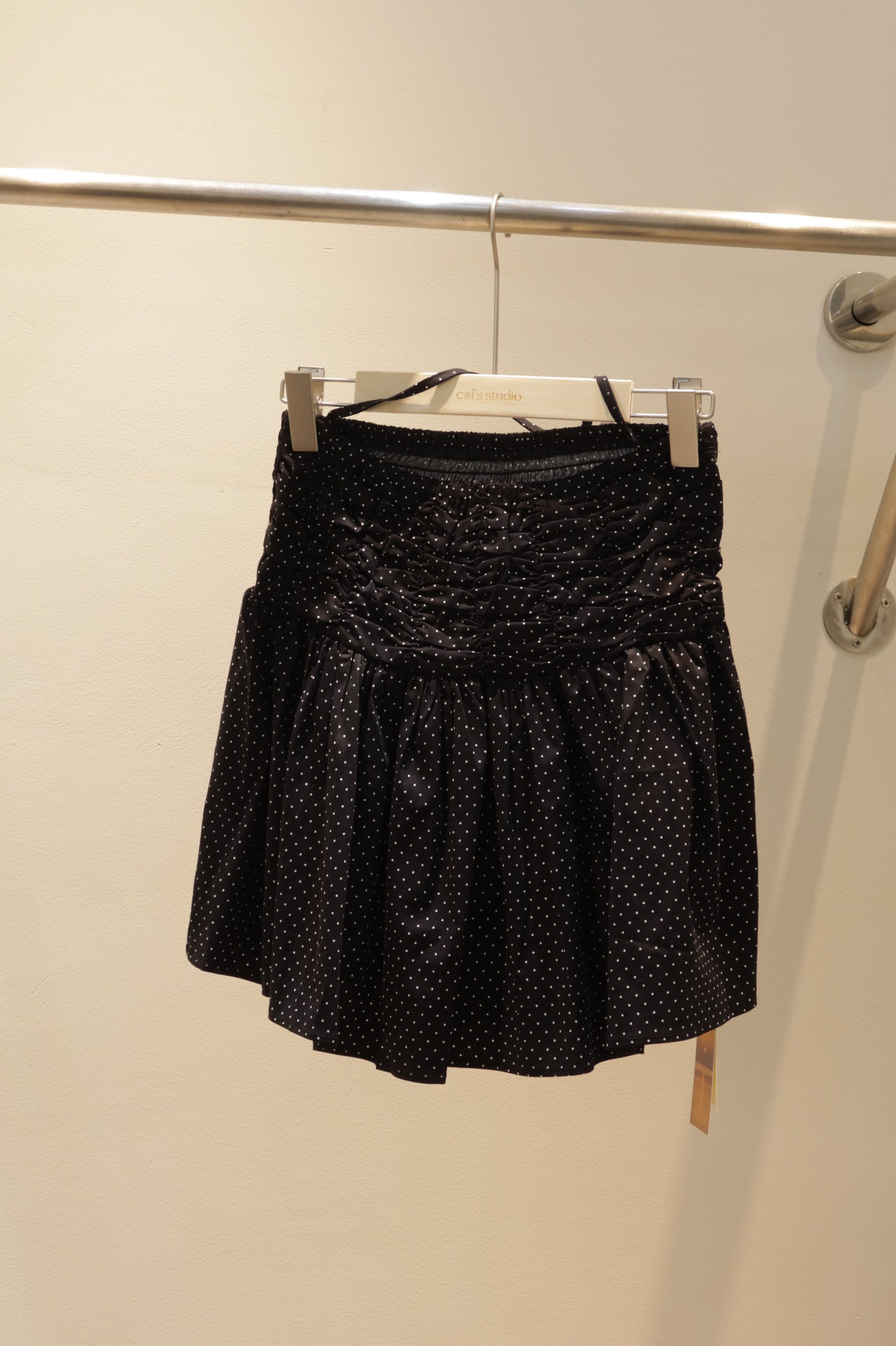 Polkadot black linen halter
