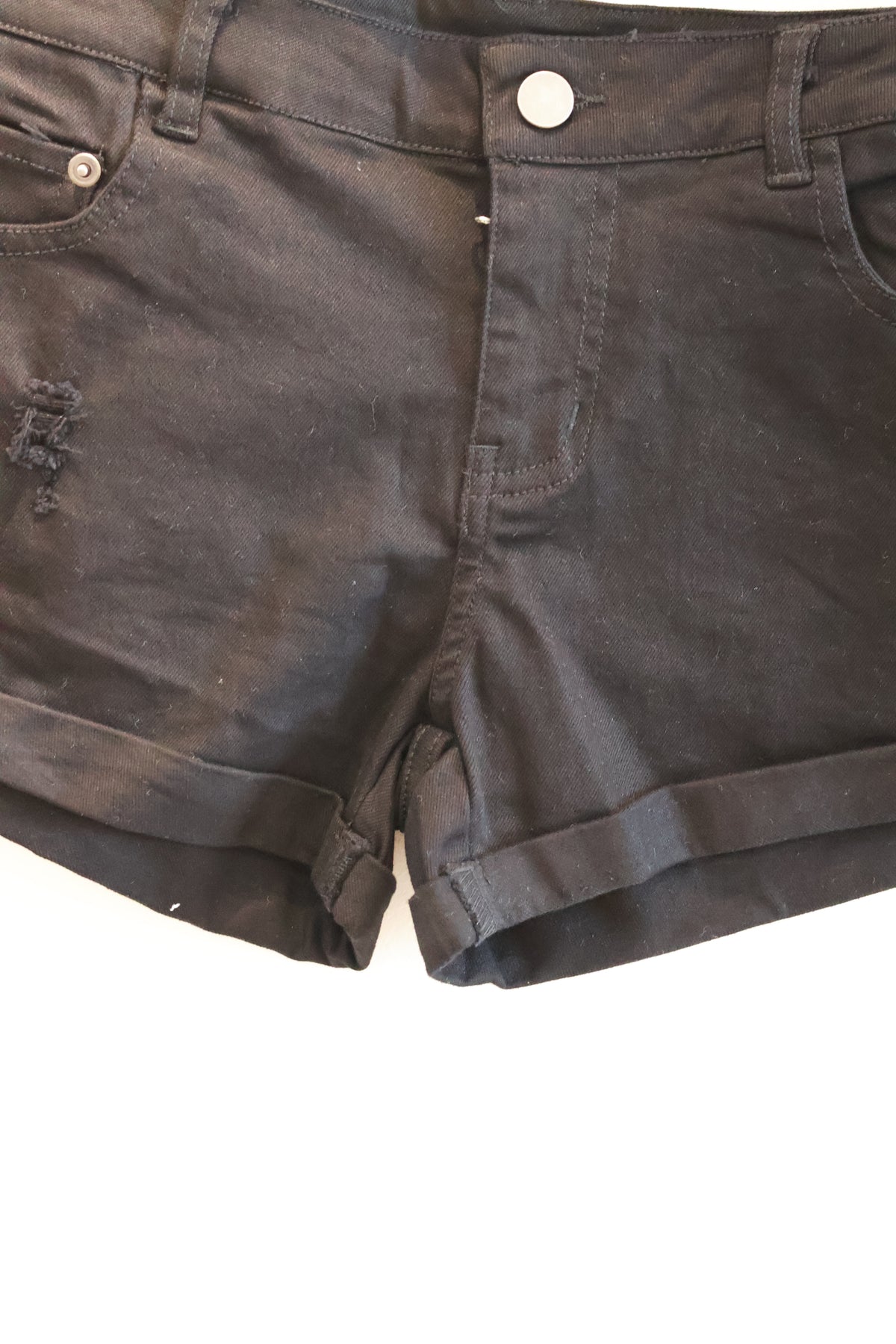AUD Mid-Low Waist Distressed Denim Shorts