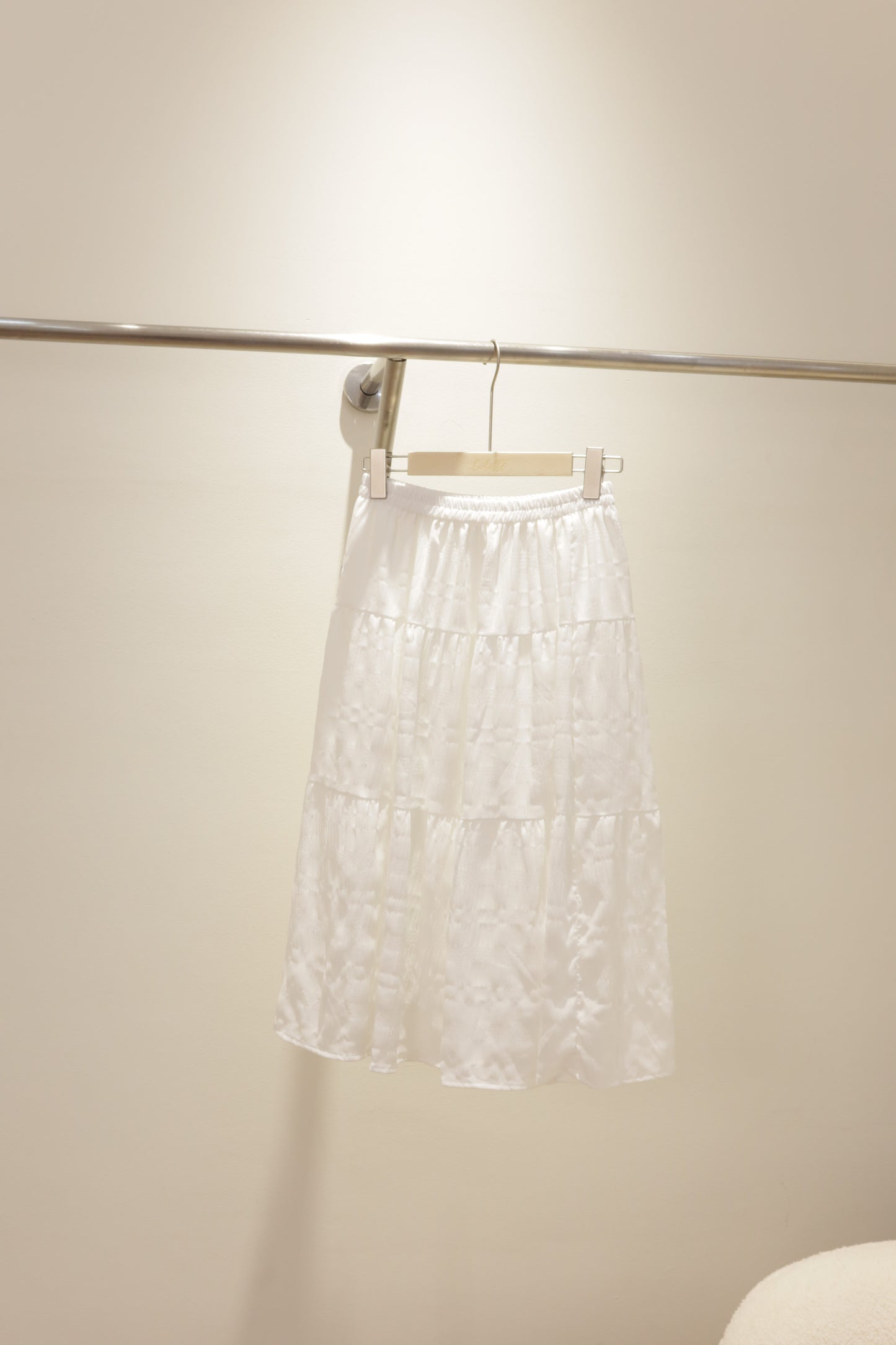 tiered white long skirt