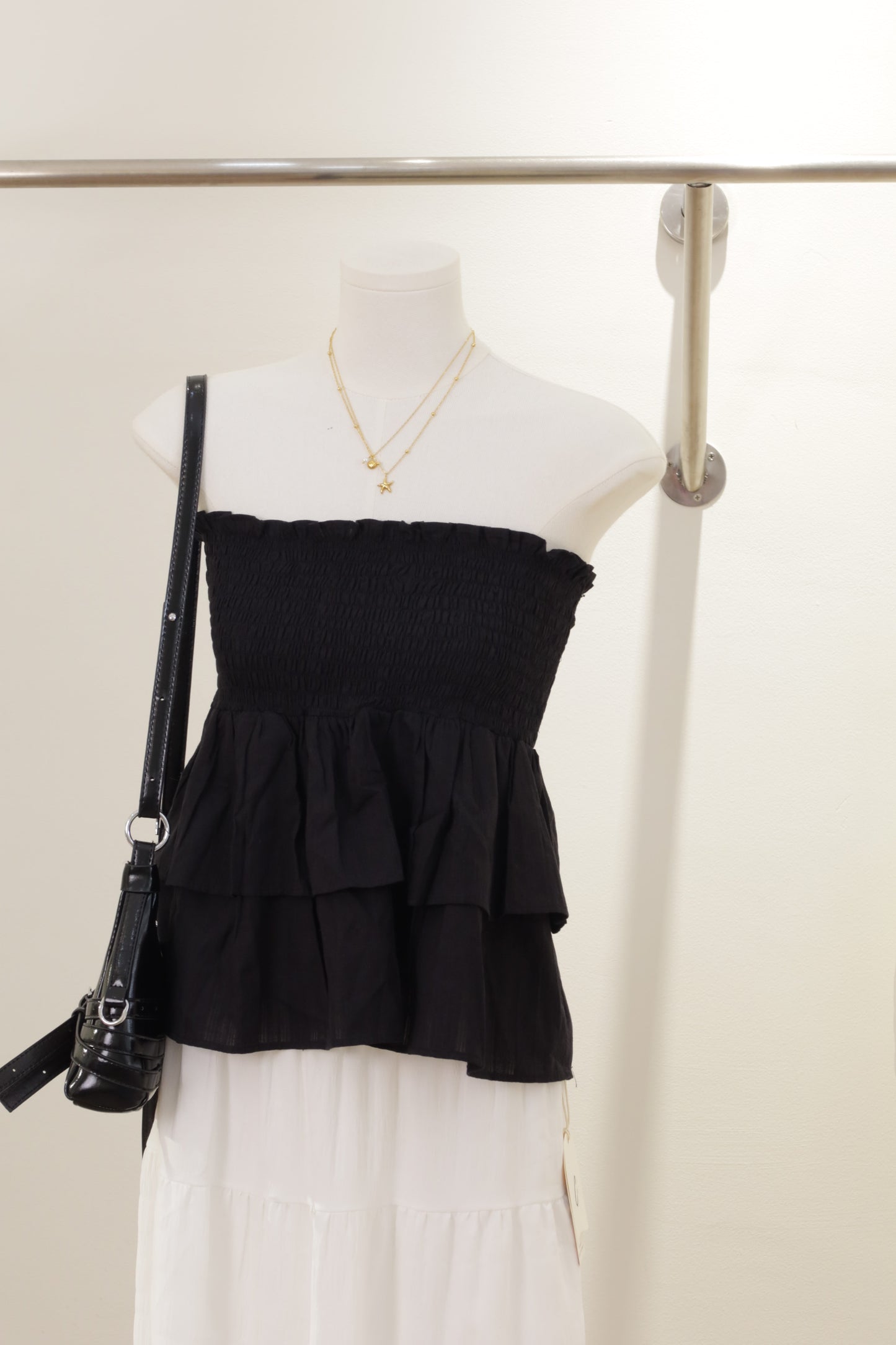 tiered white long skirt