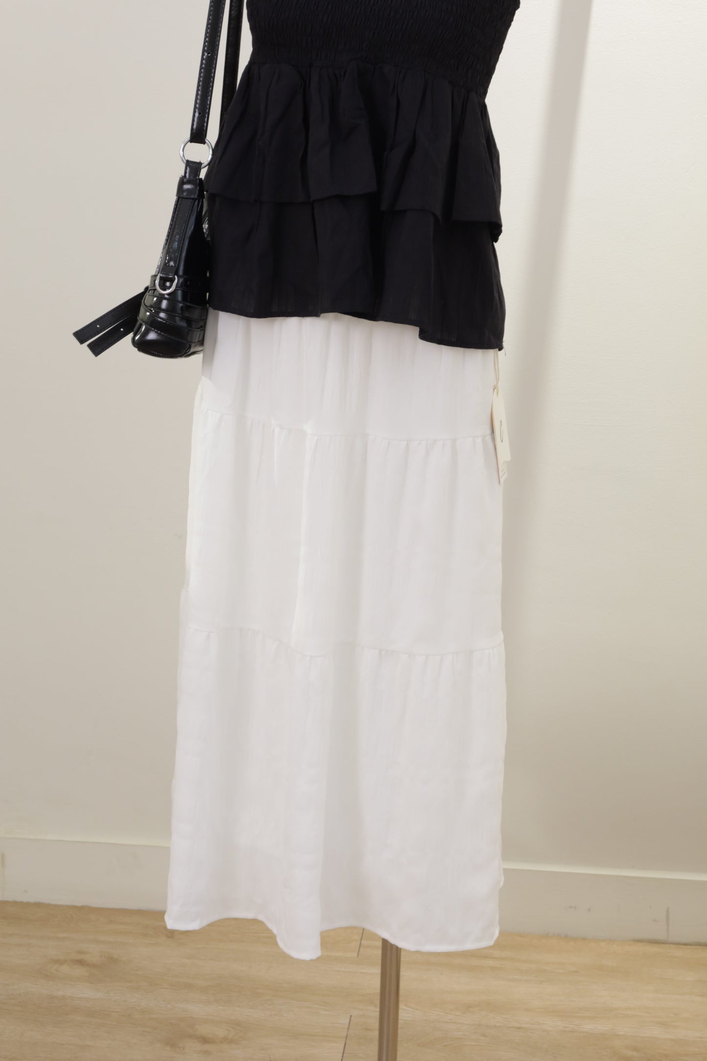 tiered white long skirt