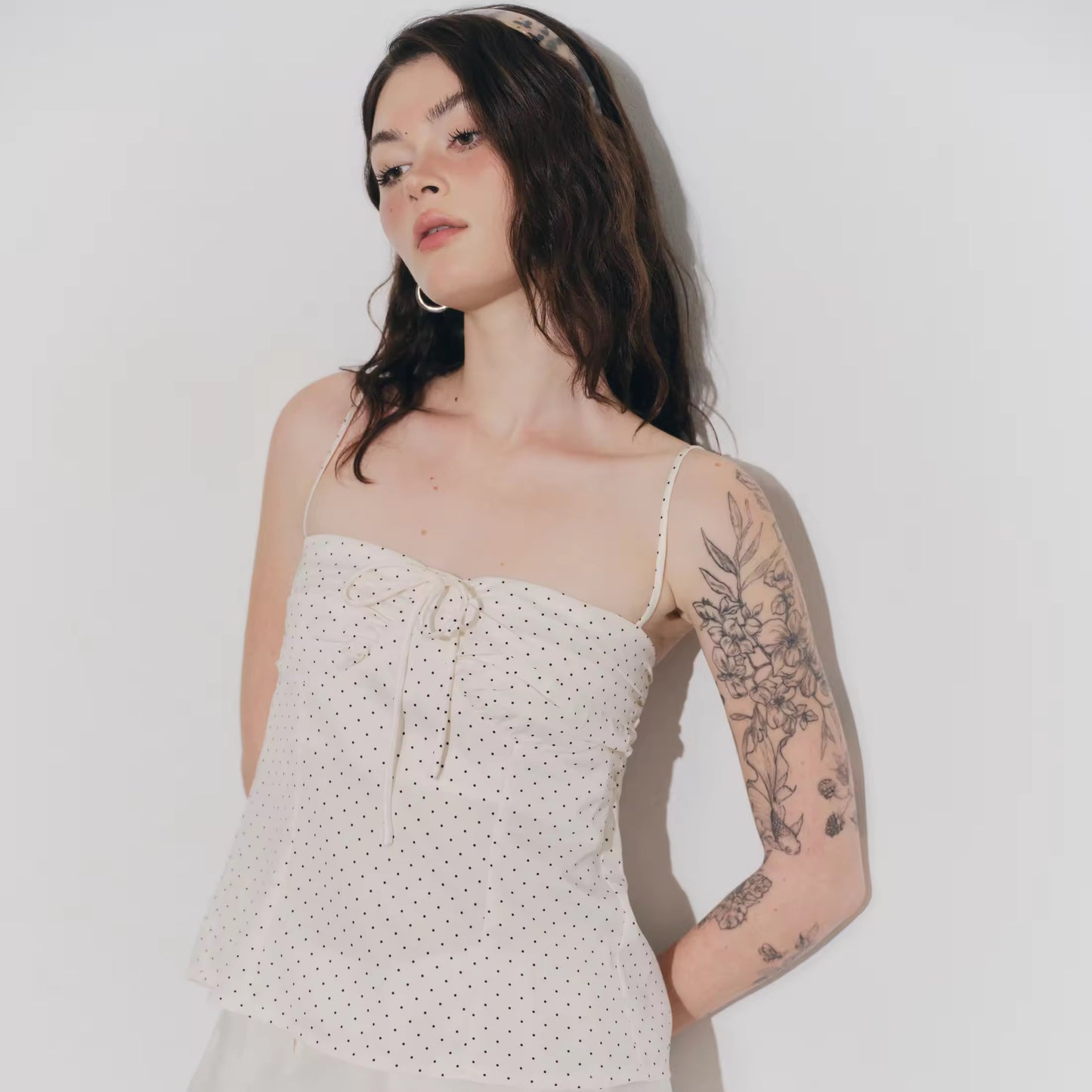 Cream polkadot top