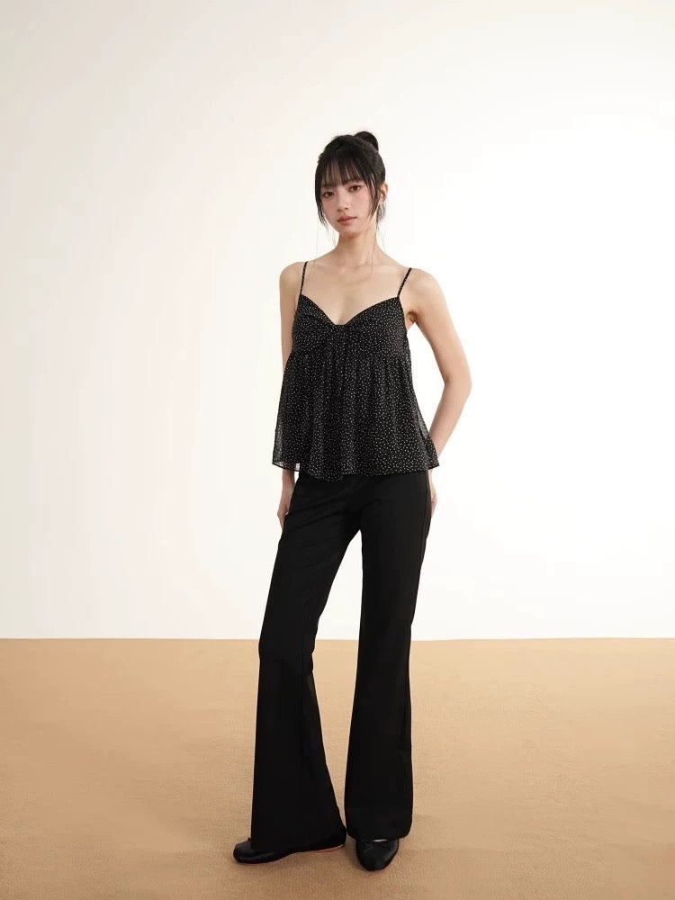 POLKADOT FLOWY BLACK TOP