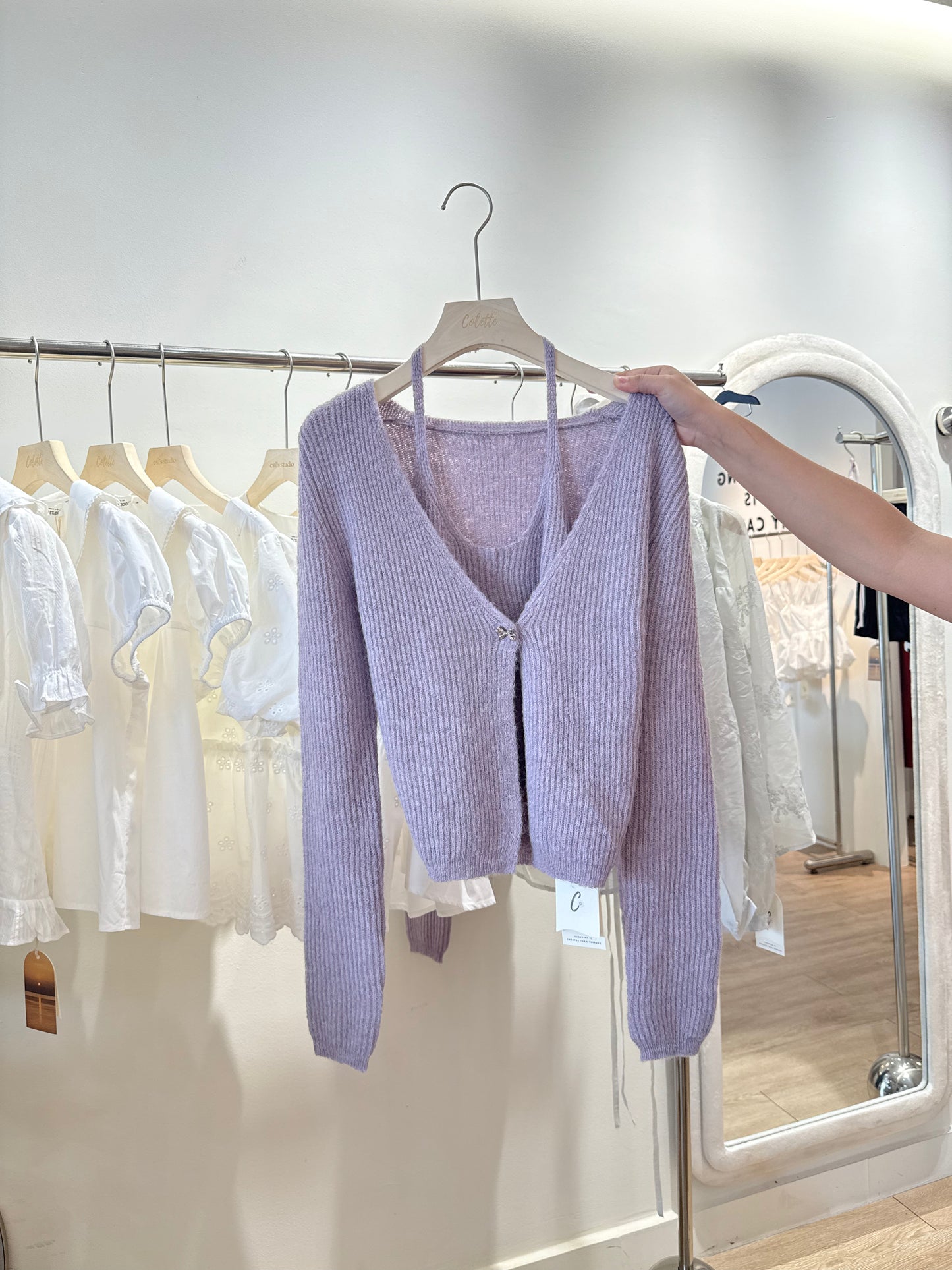 Purple long sleeve attached tank top