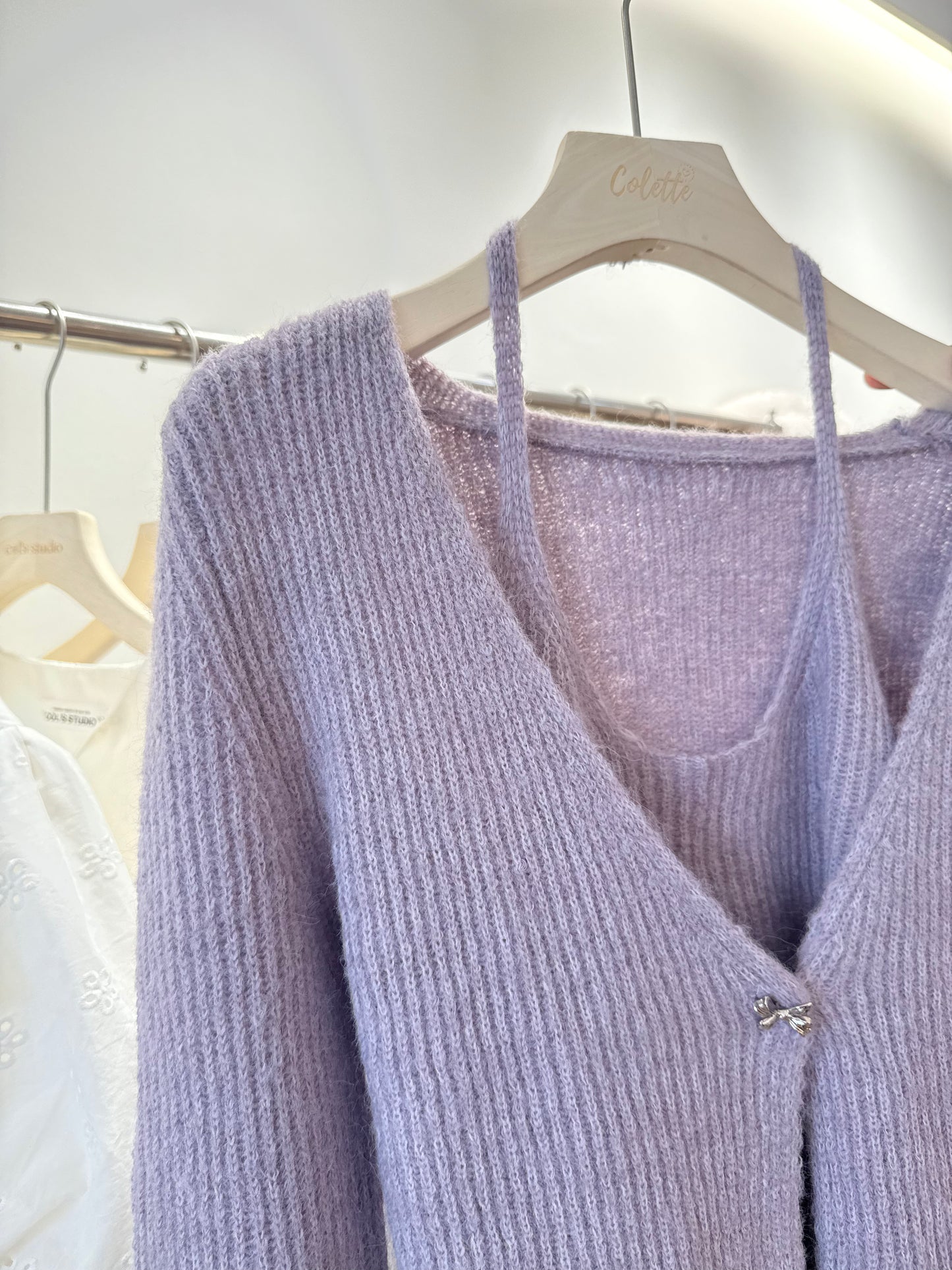 Purple long sleeve attached tank top