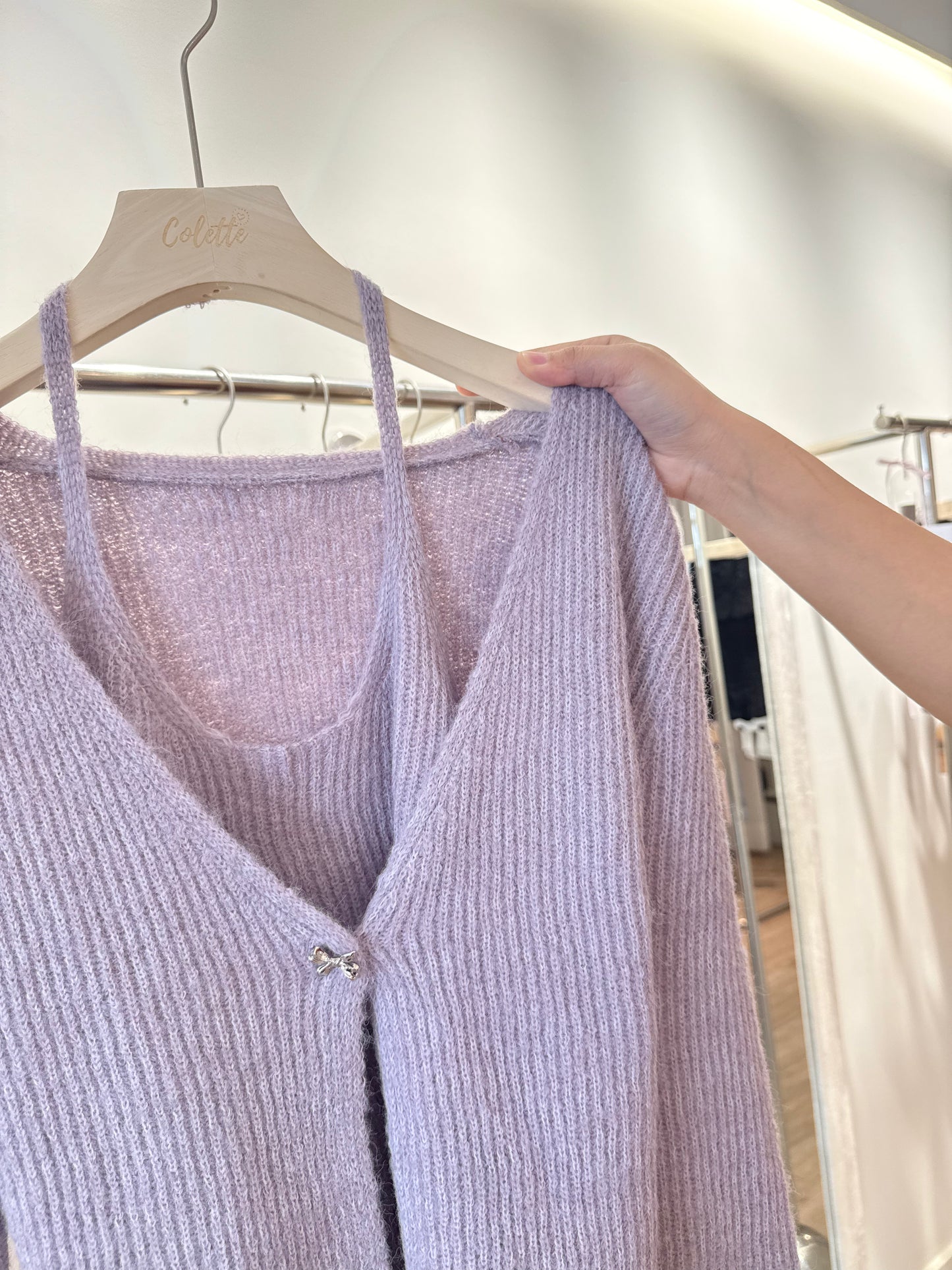 Purple long sleeve attached tank top