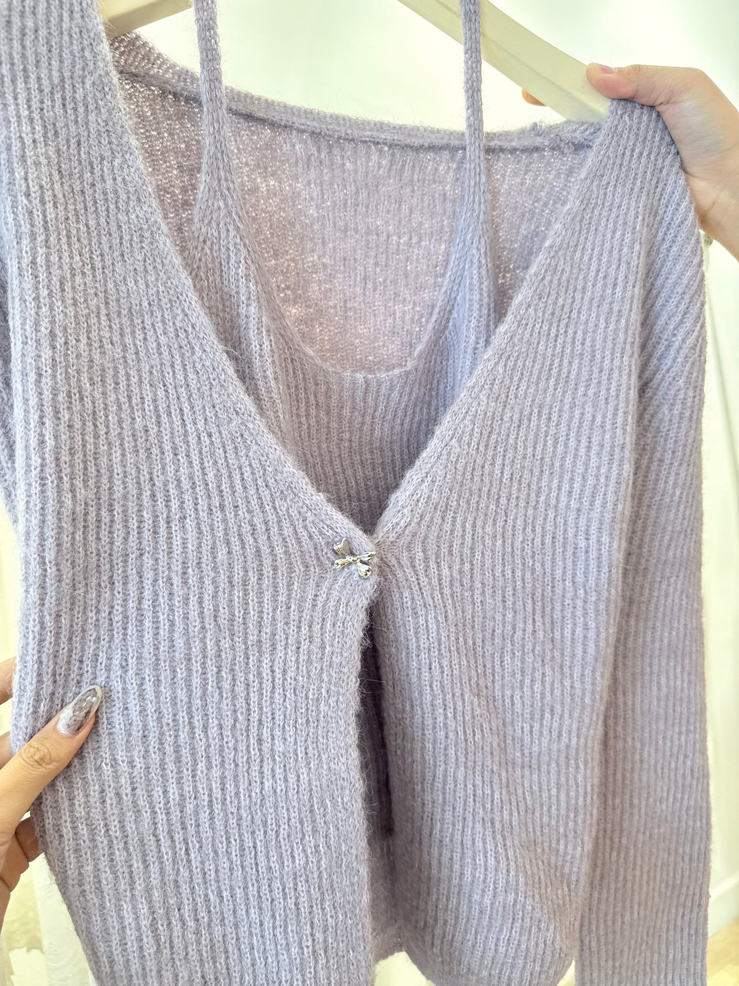 Purple long sleeve attached tank top