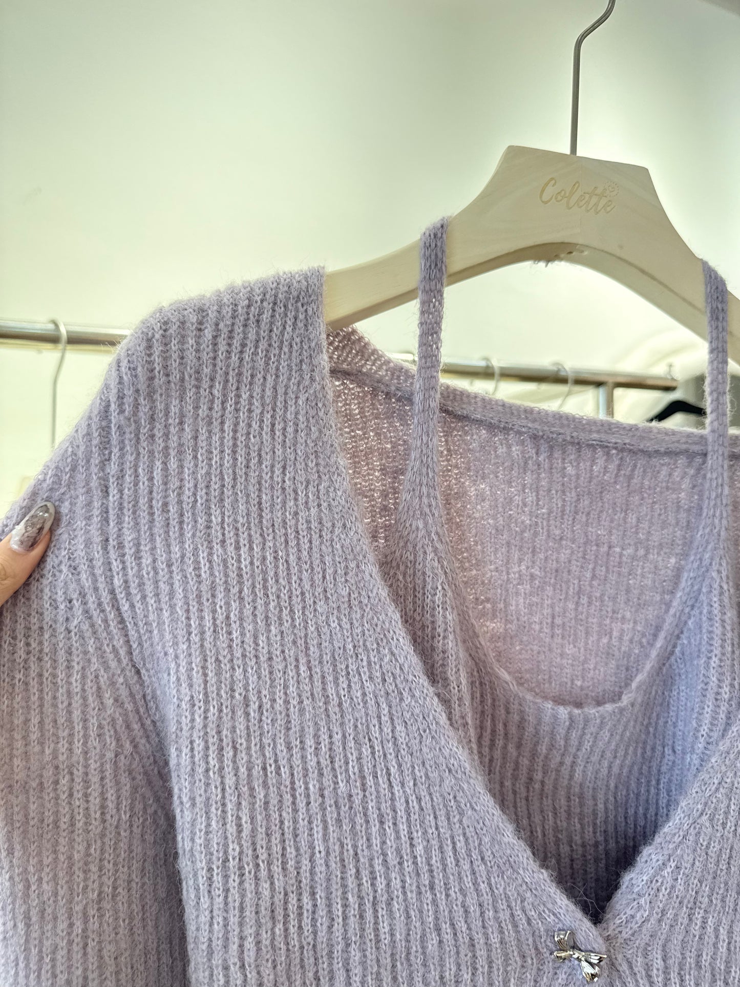 Purple long sleeve attached tank top