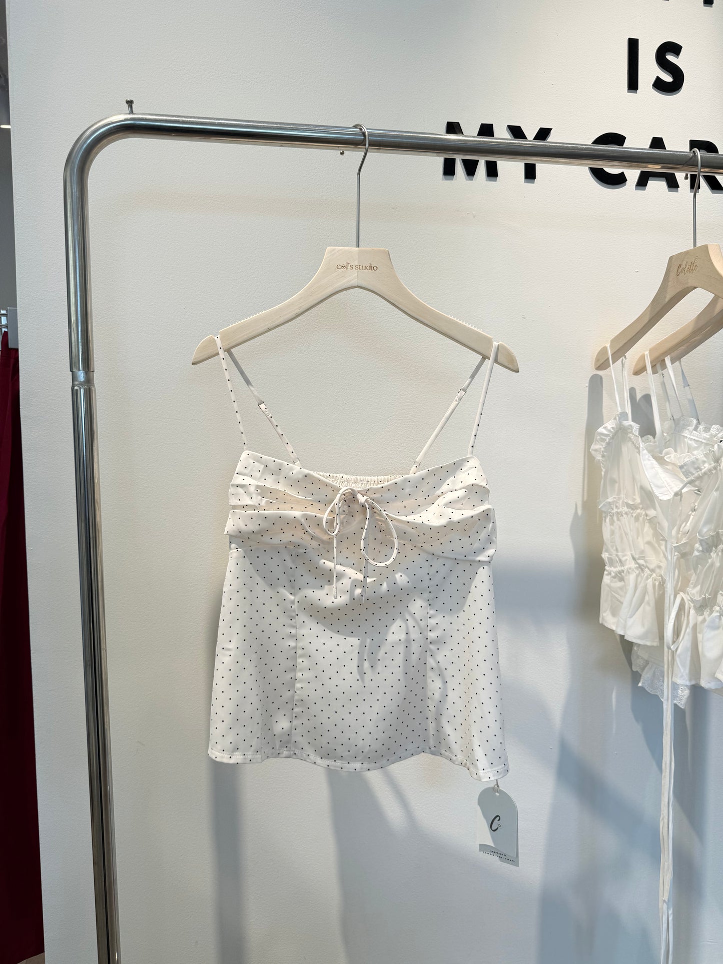 Cream polkadot top