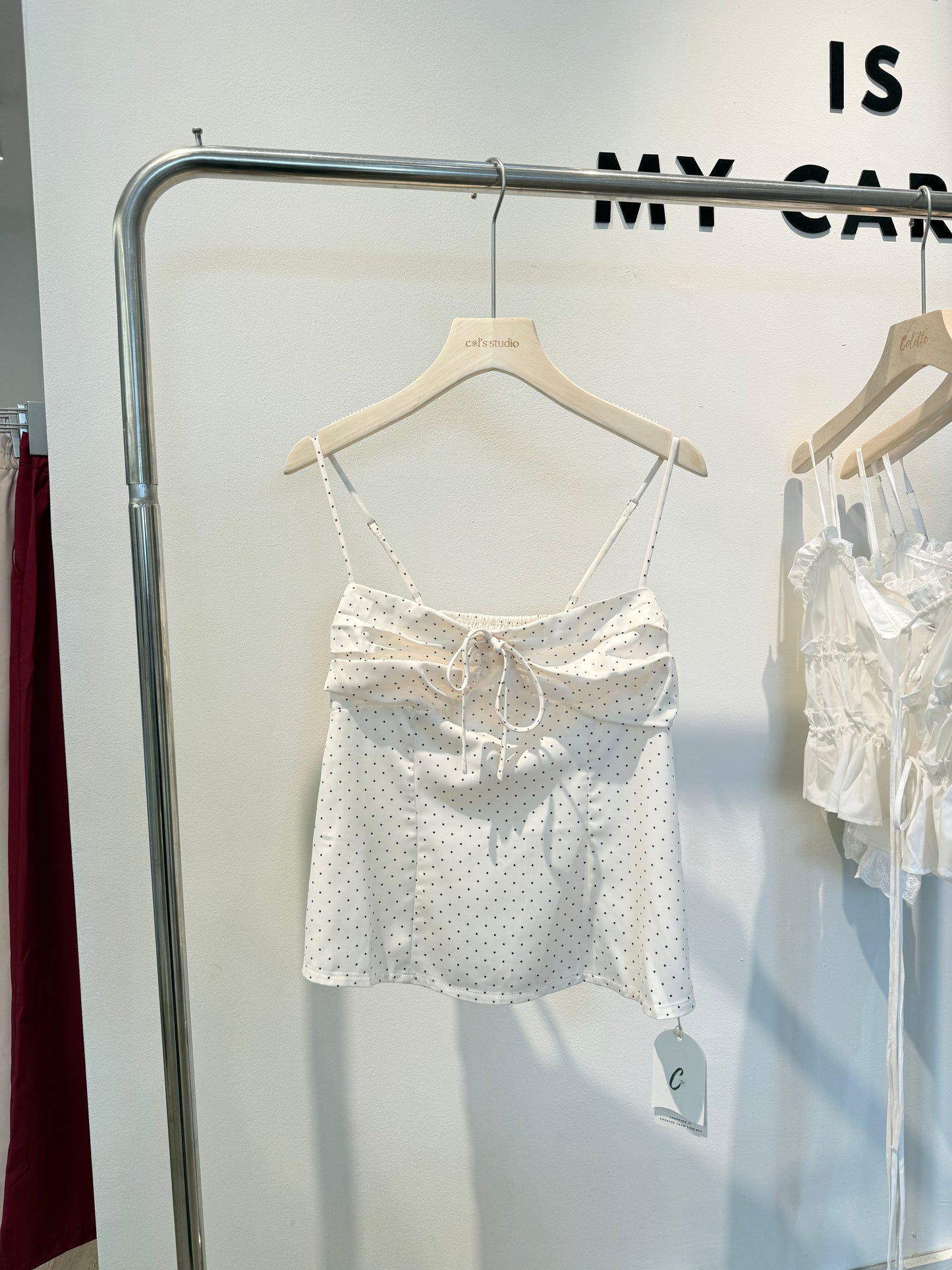 Cream polkadot top