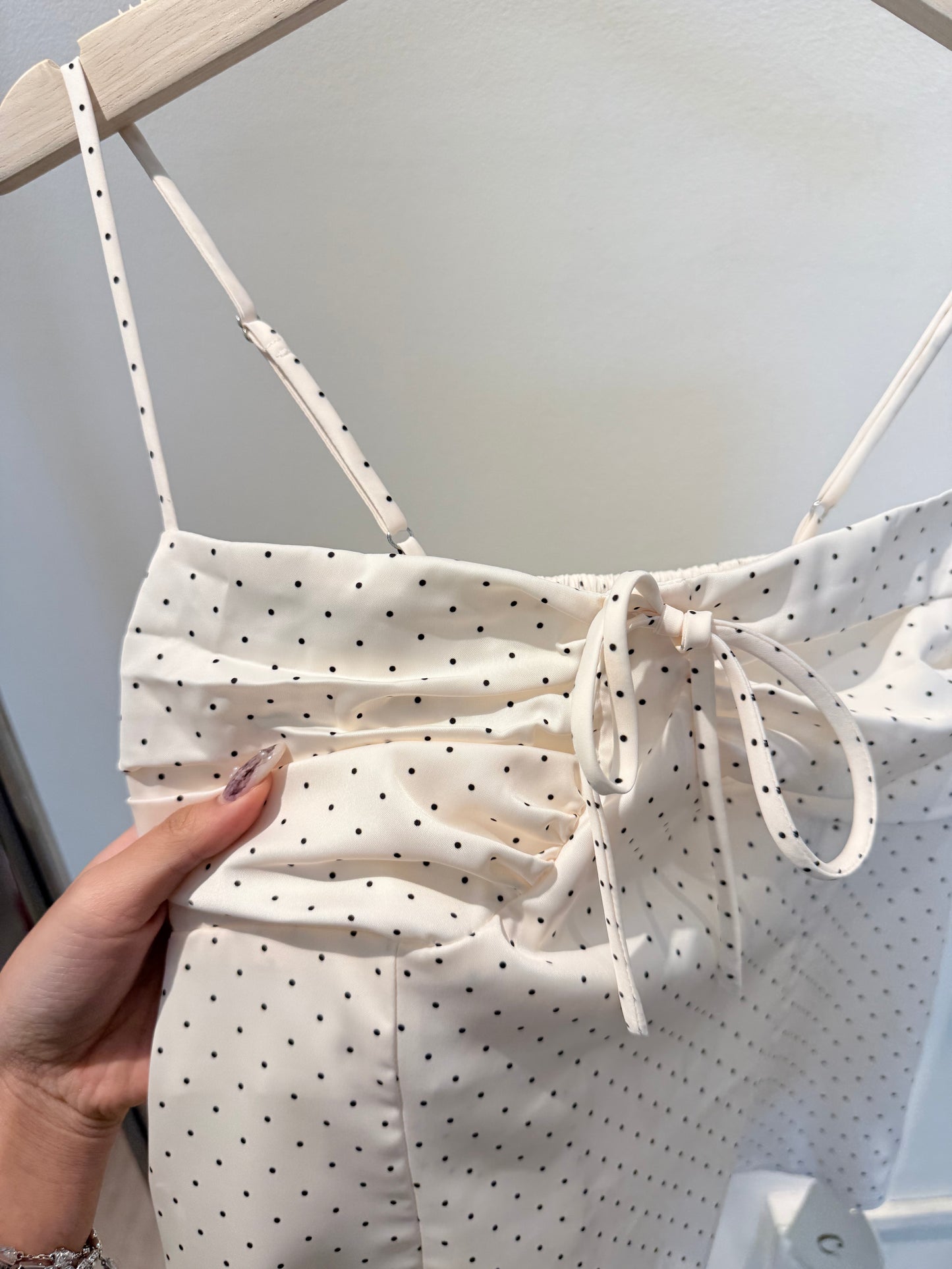 Cream polkadot top