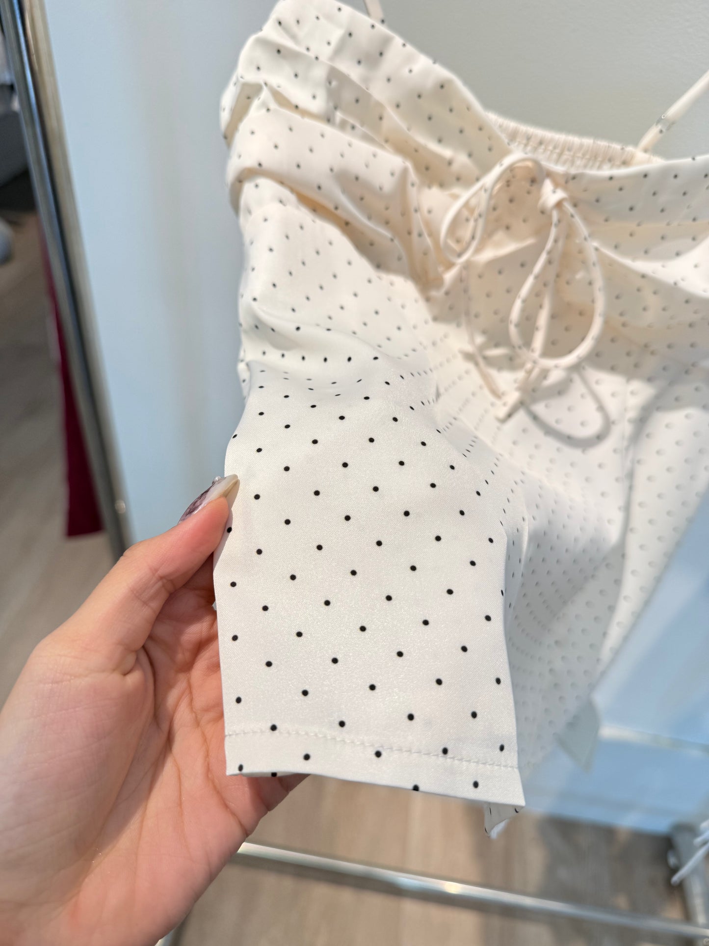 Cream polkadot top