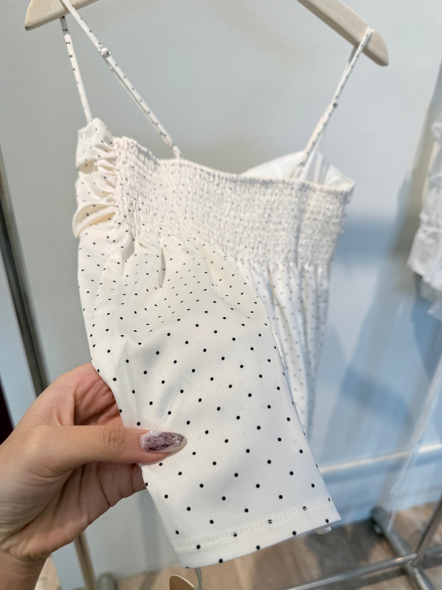 Cream polkadot top