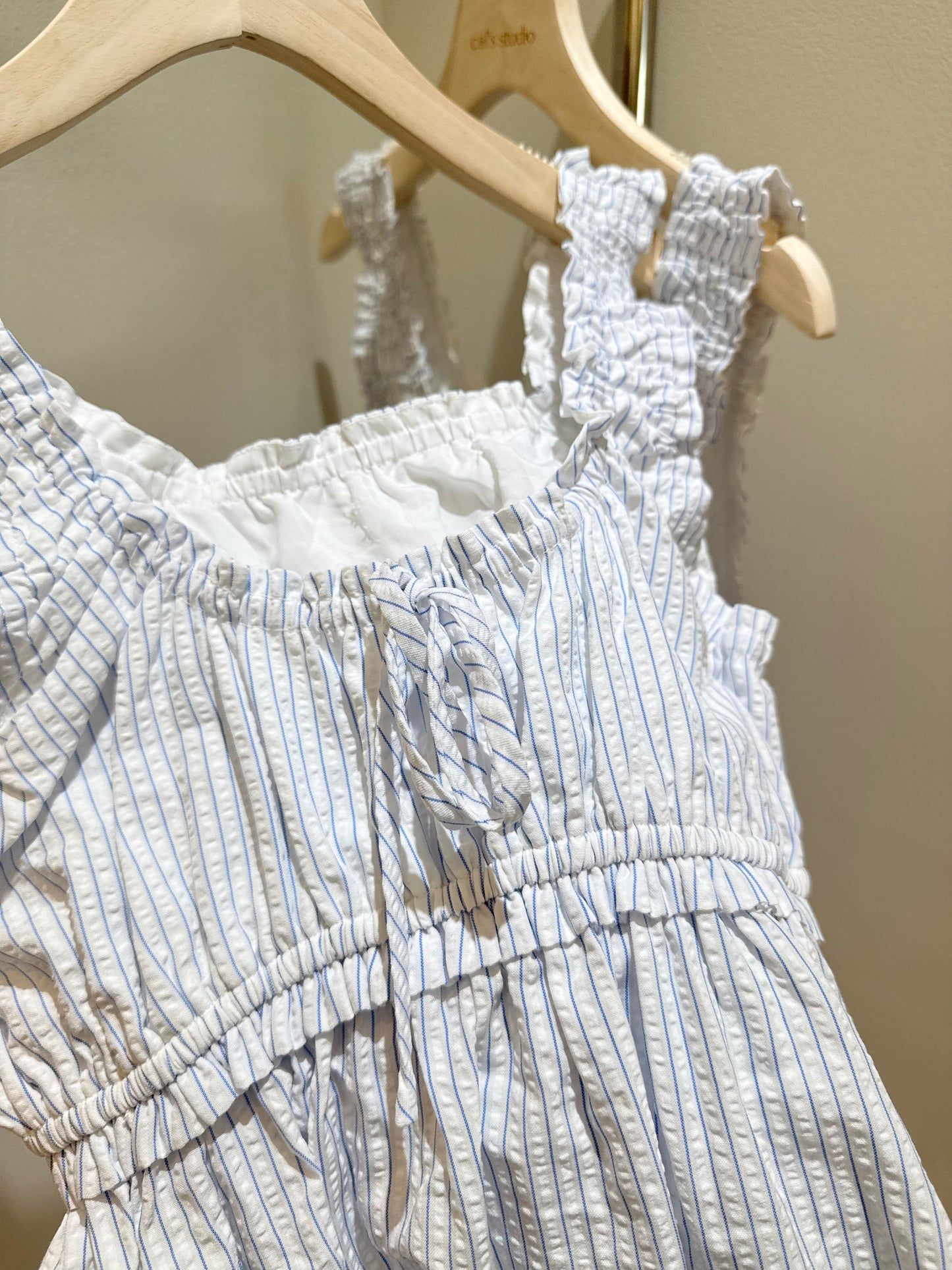 Cotton ruched babyblue top
