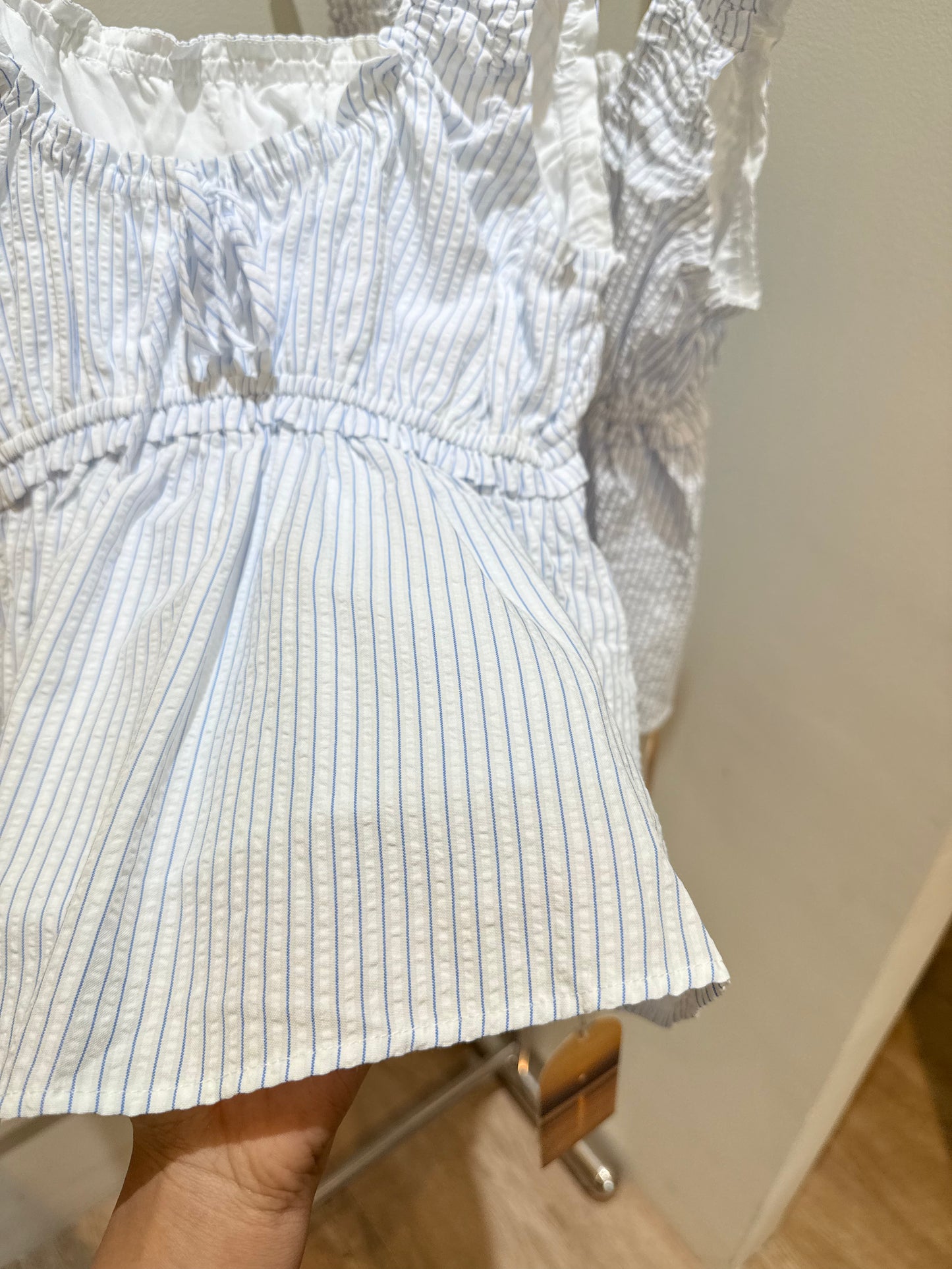Cotton ruched babyblue top