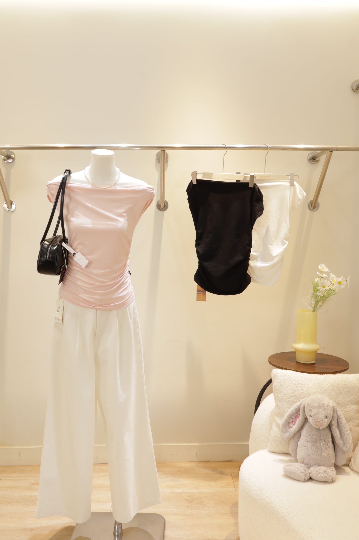 plain waist cinch off shoulder top