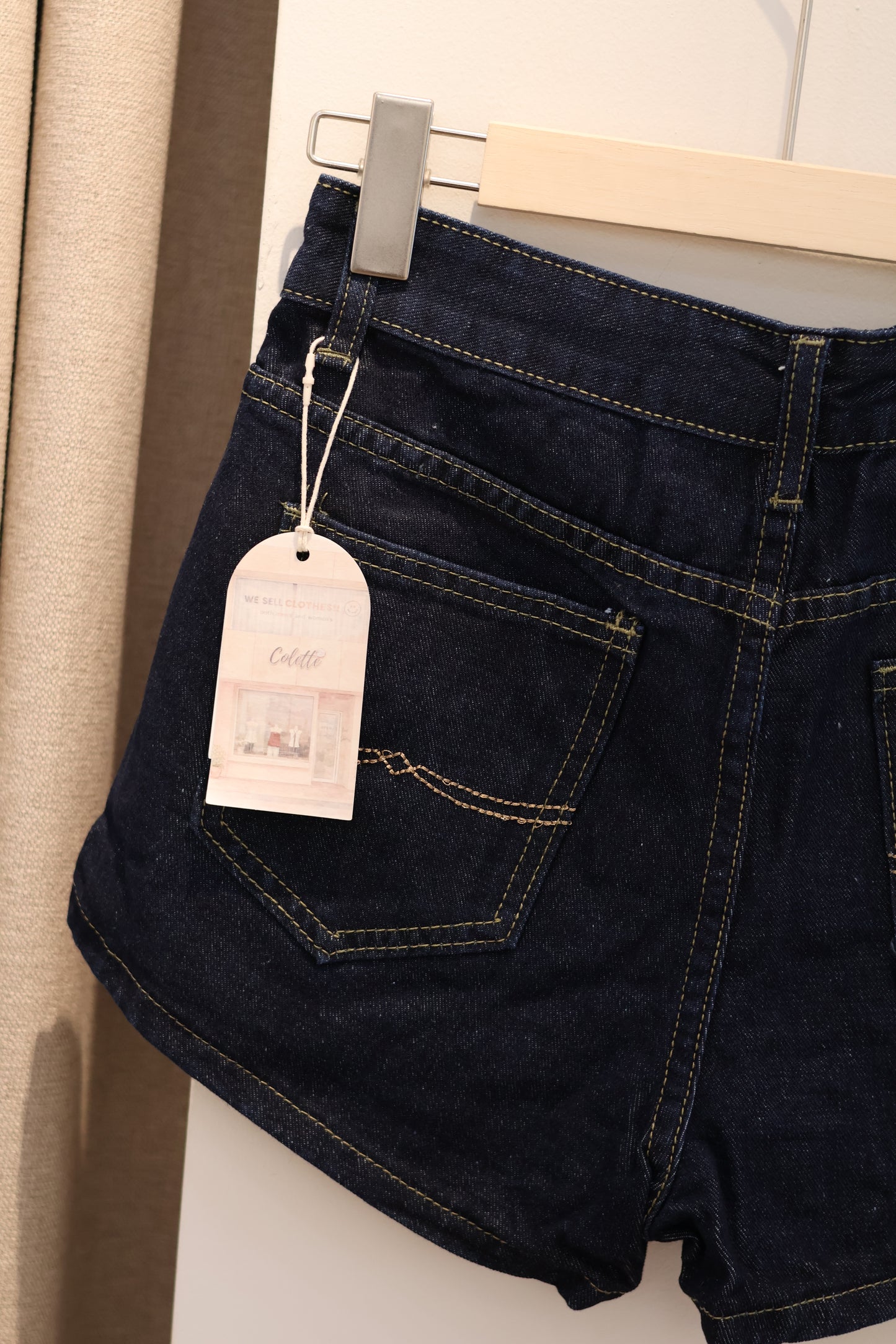 Dark toned denim shorts