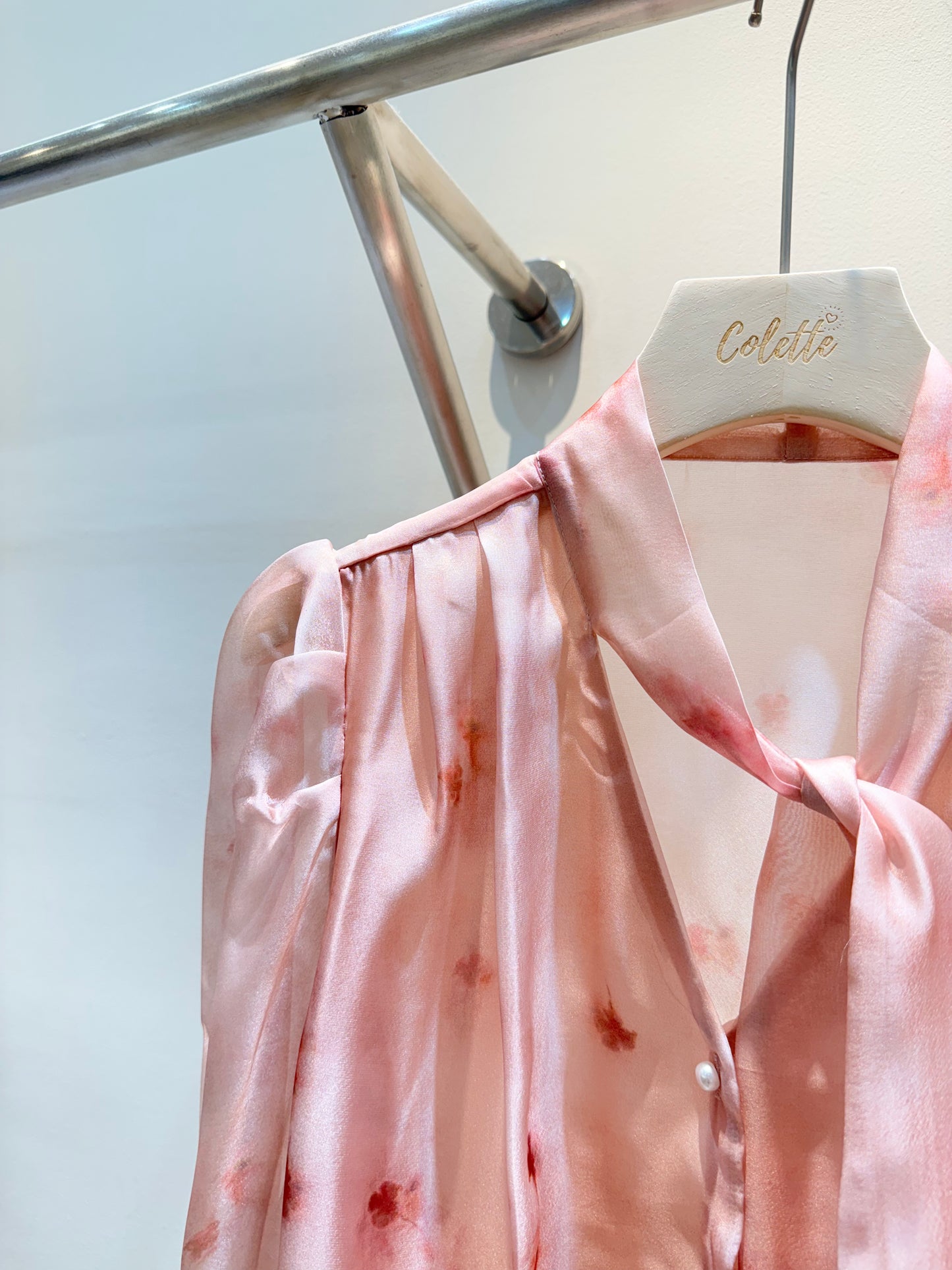 Pink floral blouse