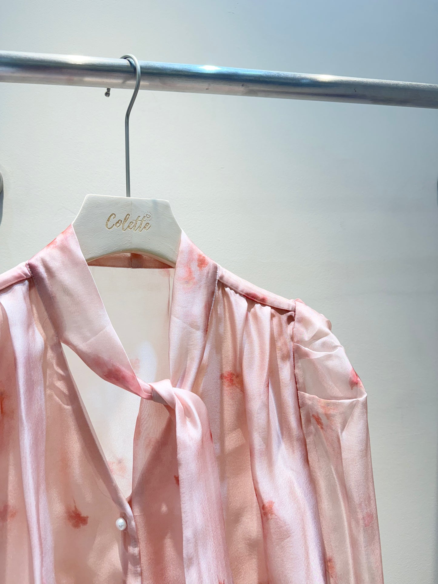 Pink floral blouse