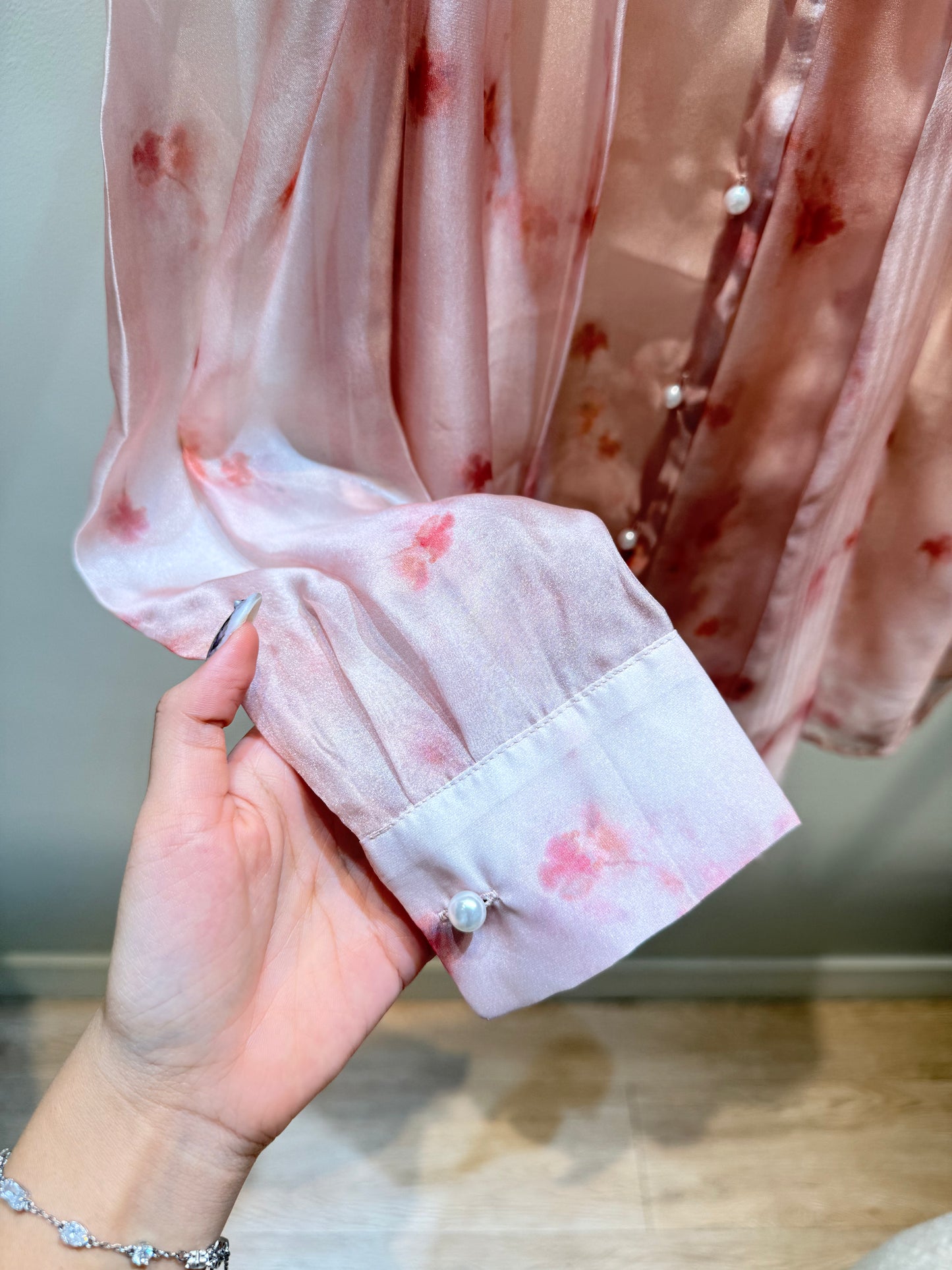 Pink floral blouse
